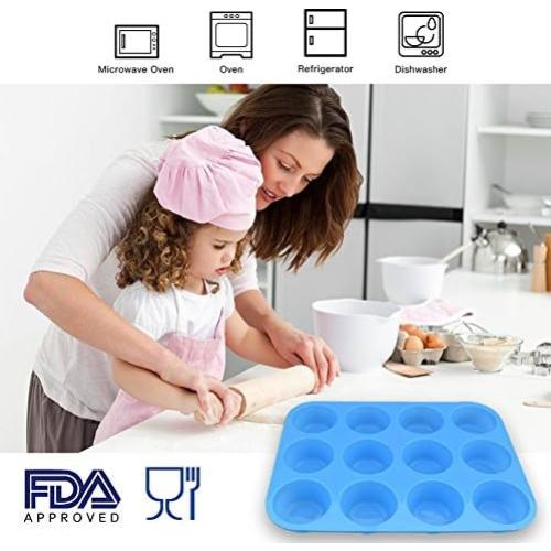 Molde para Muffin de Silicona homEdge 12 Tazas Azul