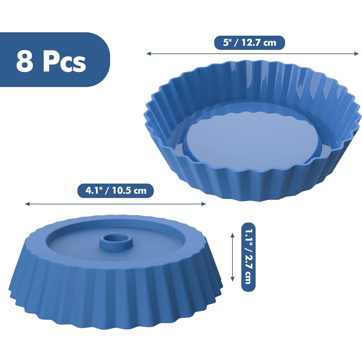 Webake Molde de Silicona para Quiche 8pcs 12,7cm Multicolor