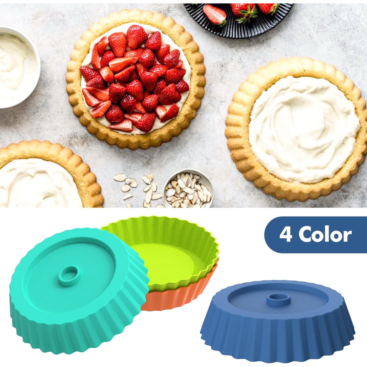 Webake Molde de Silicona para Quiche 8pcs 12,7cm Multicolor