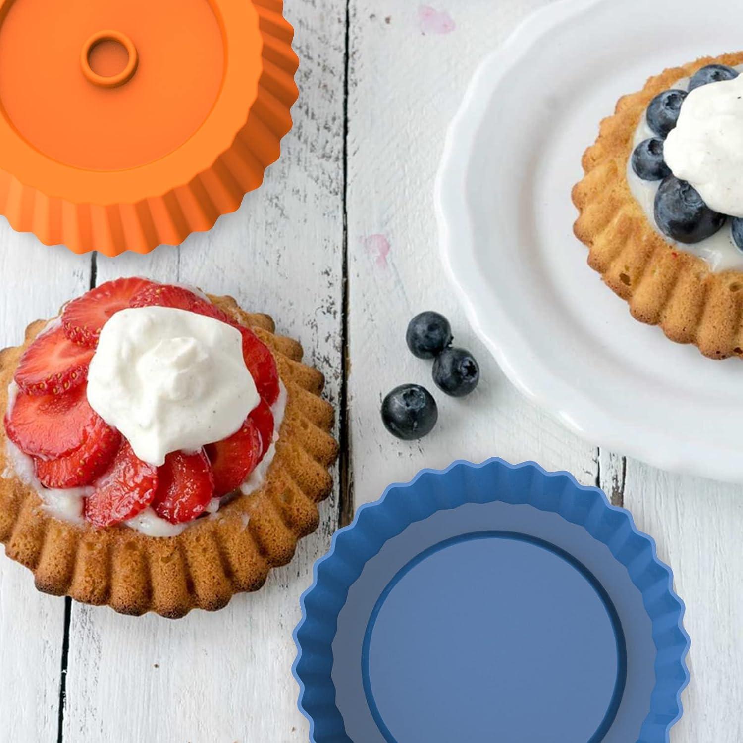 Webake Molde de Silicona para Quiche 8pcs 12,7cm Multicolor