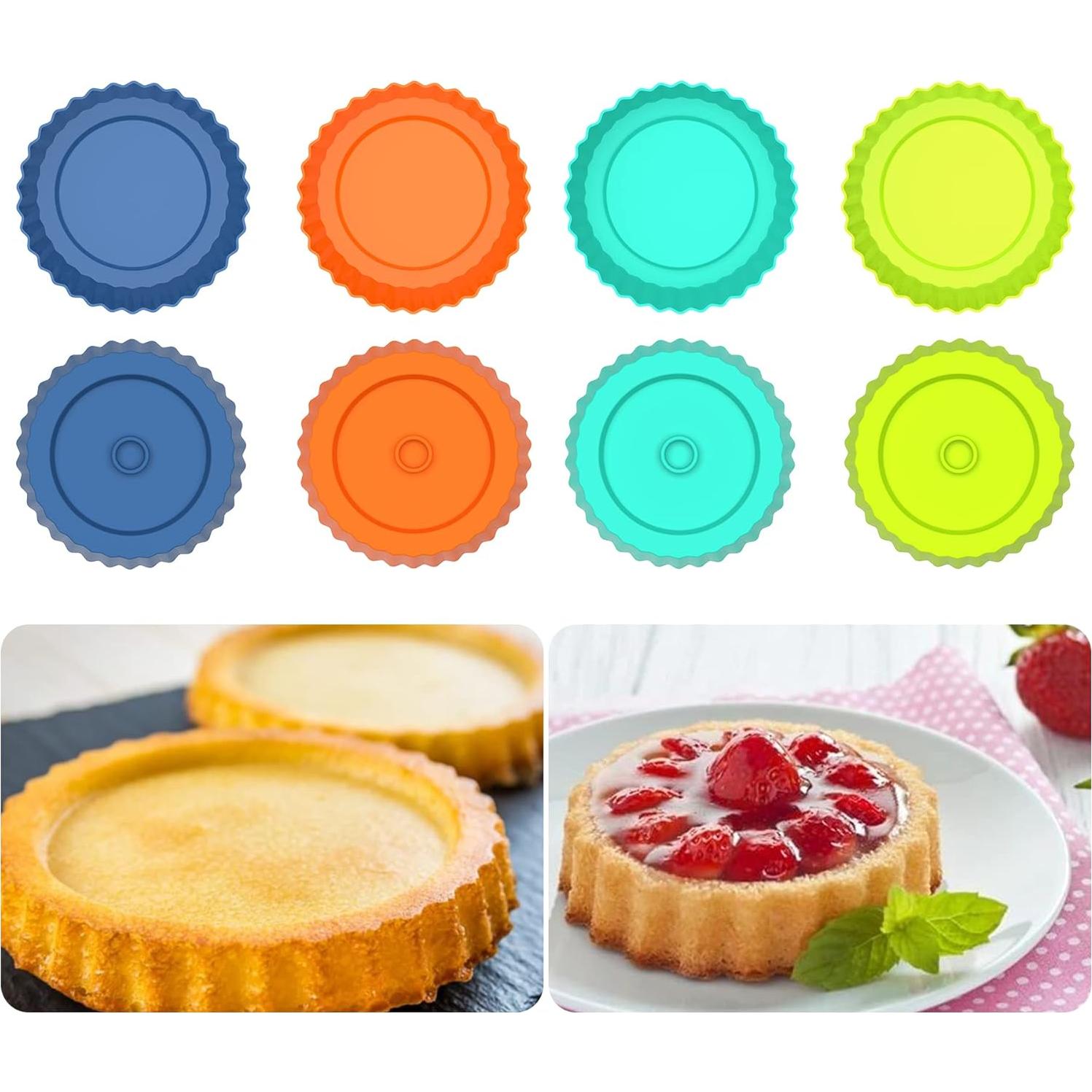 Webake Molde de Silicona para Quiche 8pcs 12,7cm Multicolor
