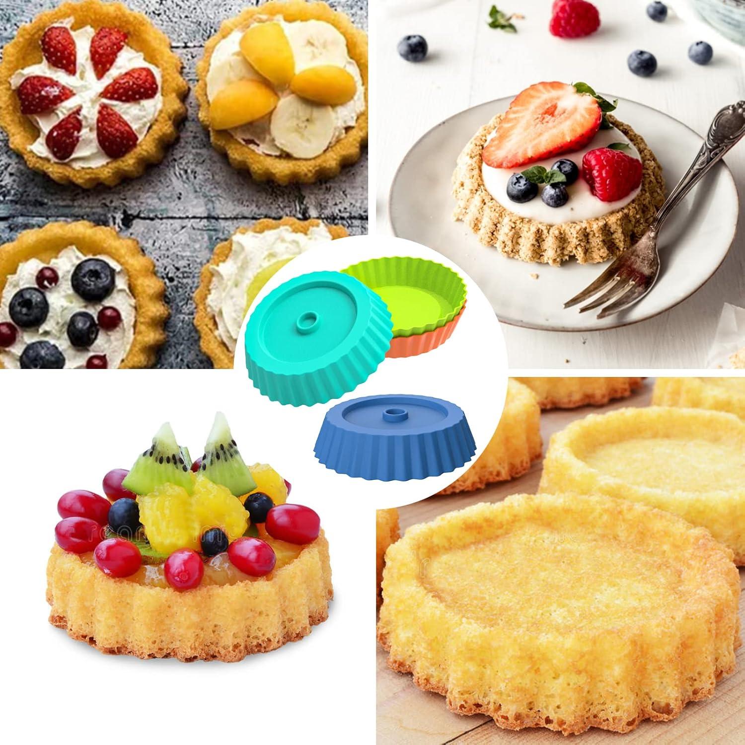 Webake Molde de Silicona para Quiche 8pcs 12,7cm Multicolor