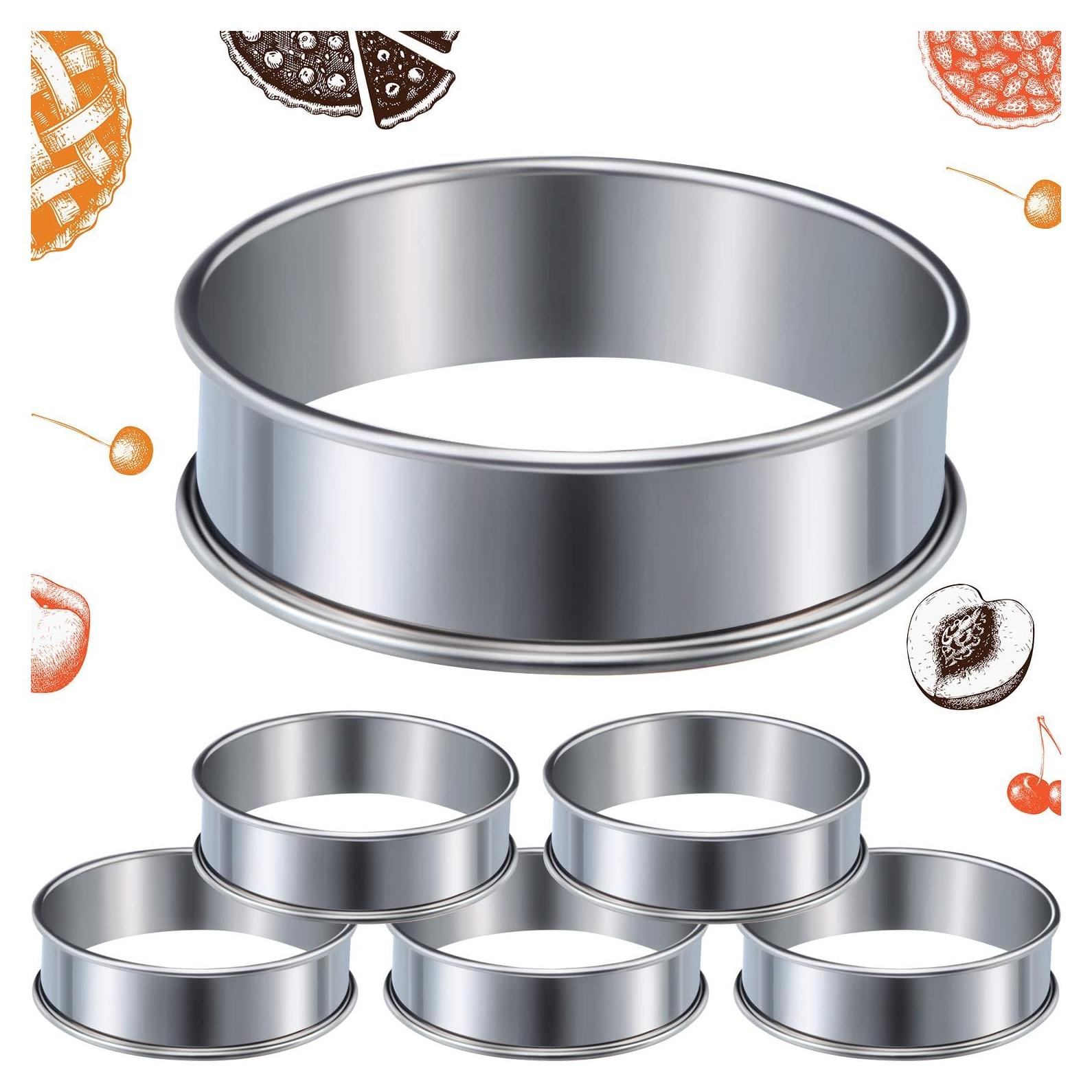 6 Anillos de Muffin Acero Inoxidable 8 cm Doble Rolled Boao