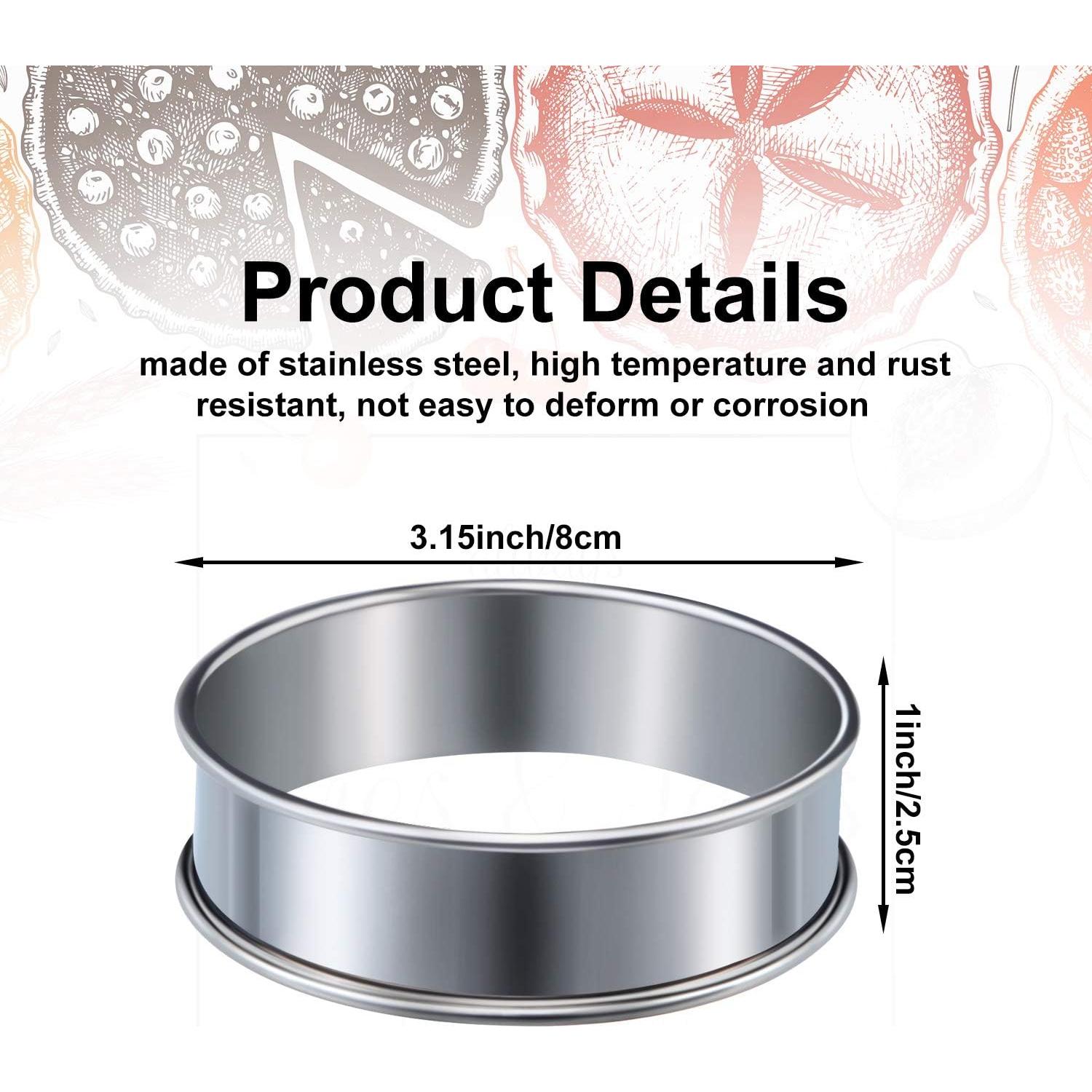 6 Anillos de Muffin Acero Inoxidable 8 cm Doble Rolled Boao