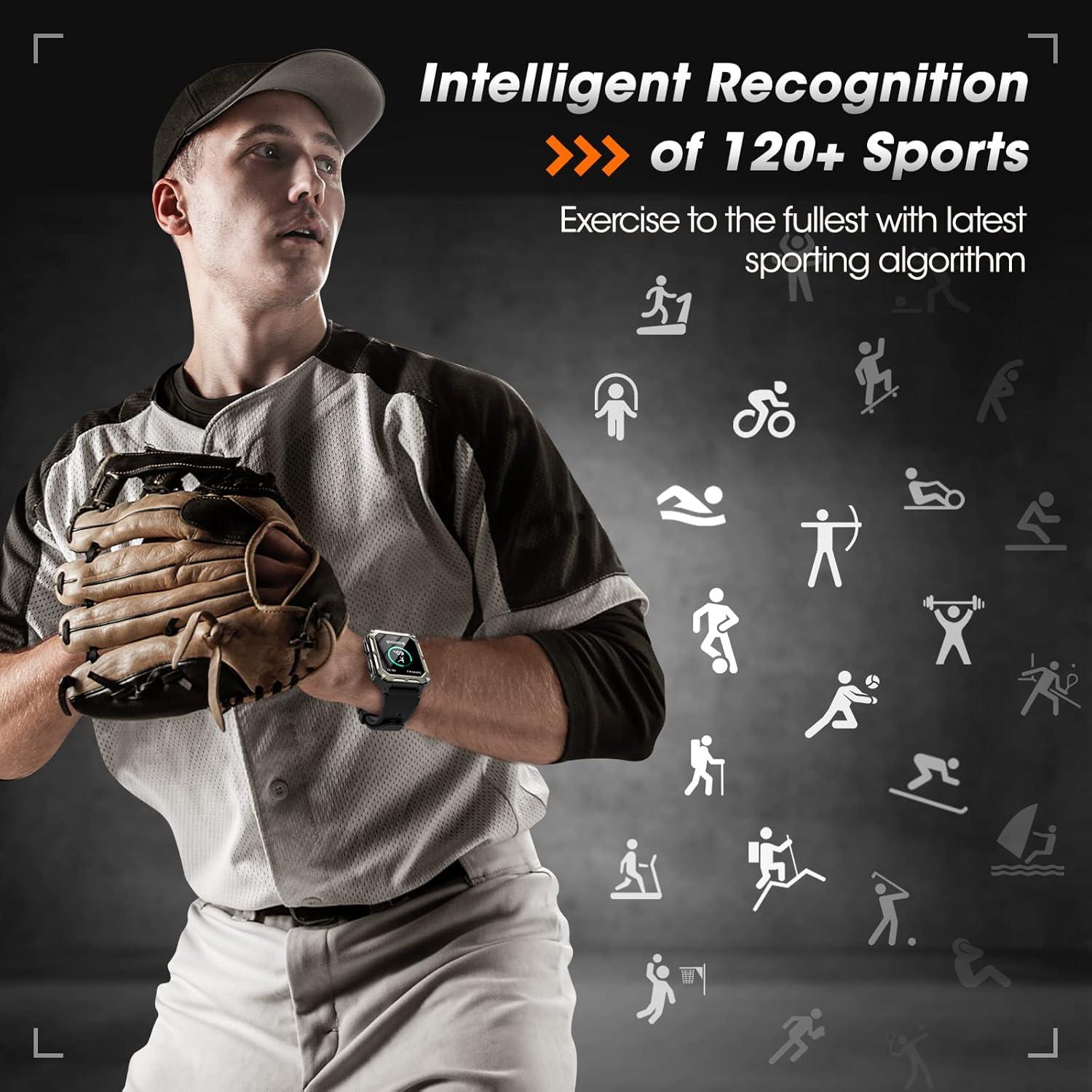 Reloj Inteligente Militar Rgthuhu Negro 100M Resistente Agua