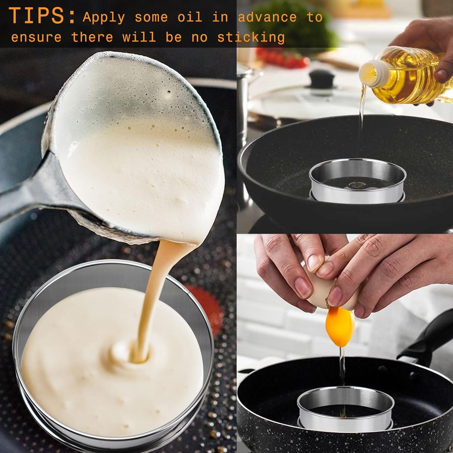 Juego de 6 Anillos para Muffin AIDOIT 10.5 cm Acero Inoxidable