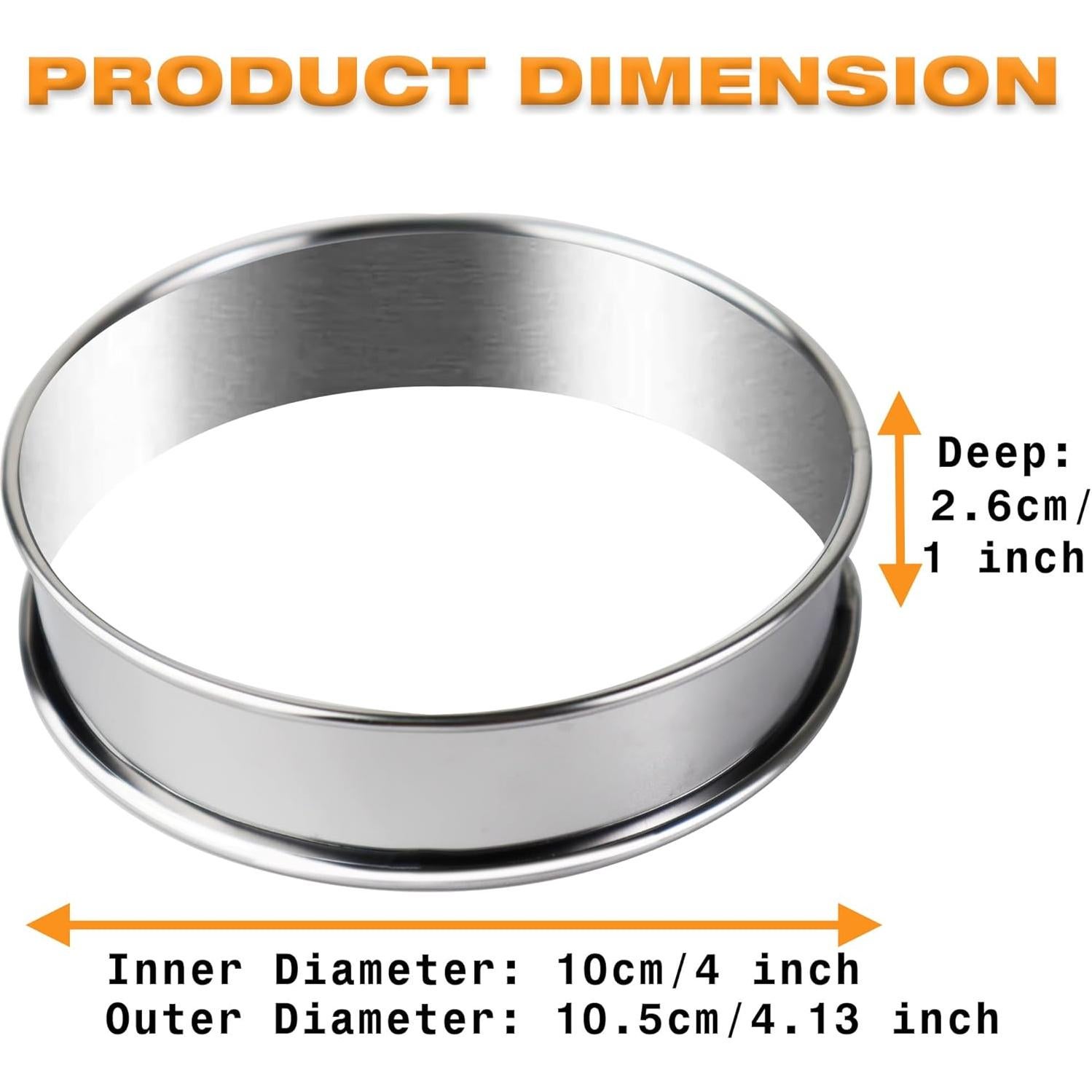 Juego de 6 Anillos para Muffin AIDOIT 10.5 cm Acero Inoxidable