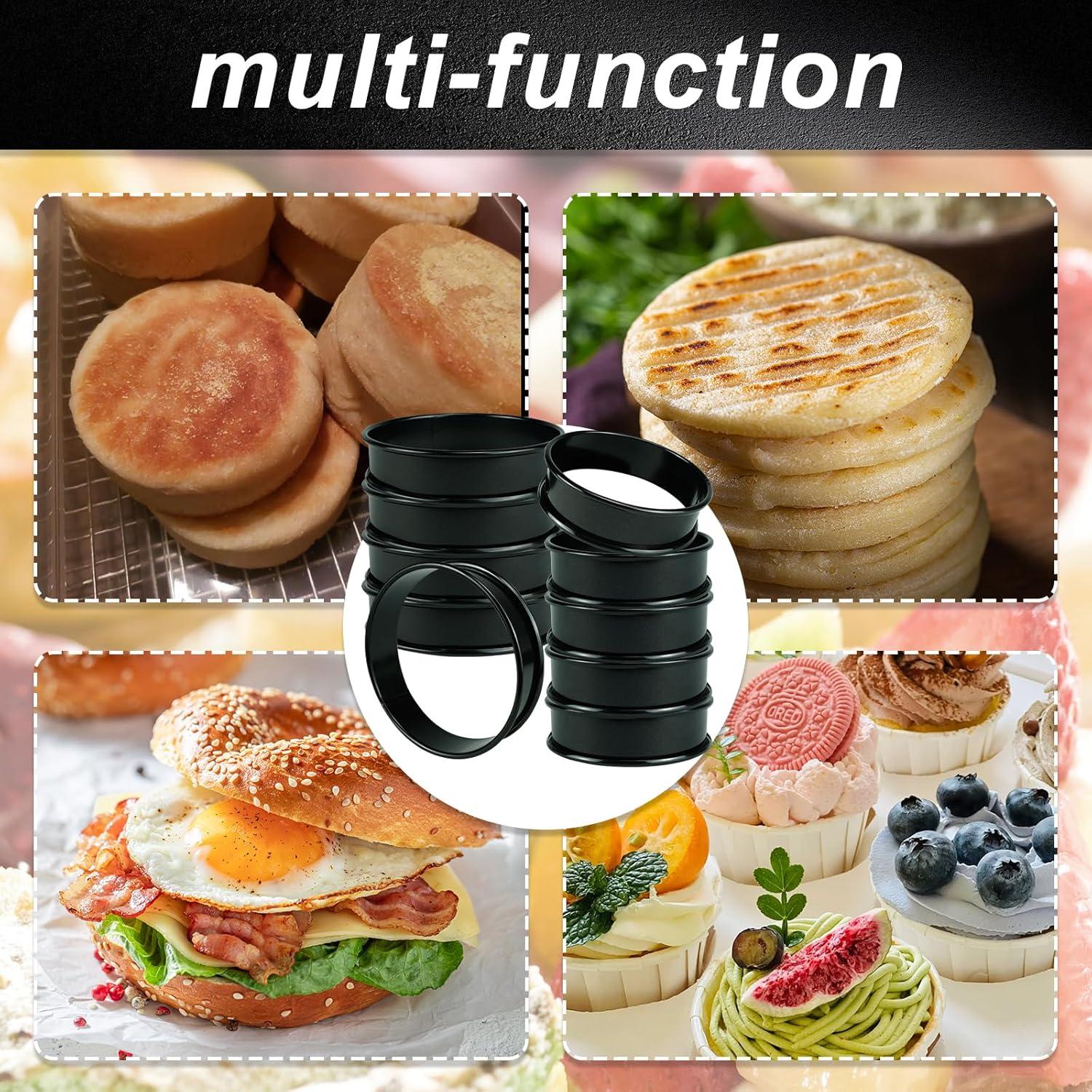 Set de 10 Anillos para Hornear Muffins Qicfrk 4 y 3.4 cm