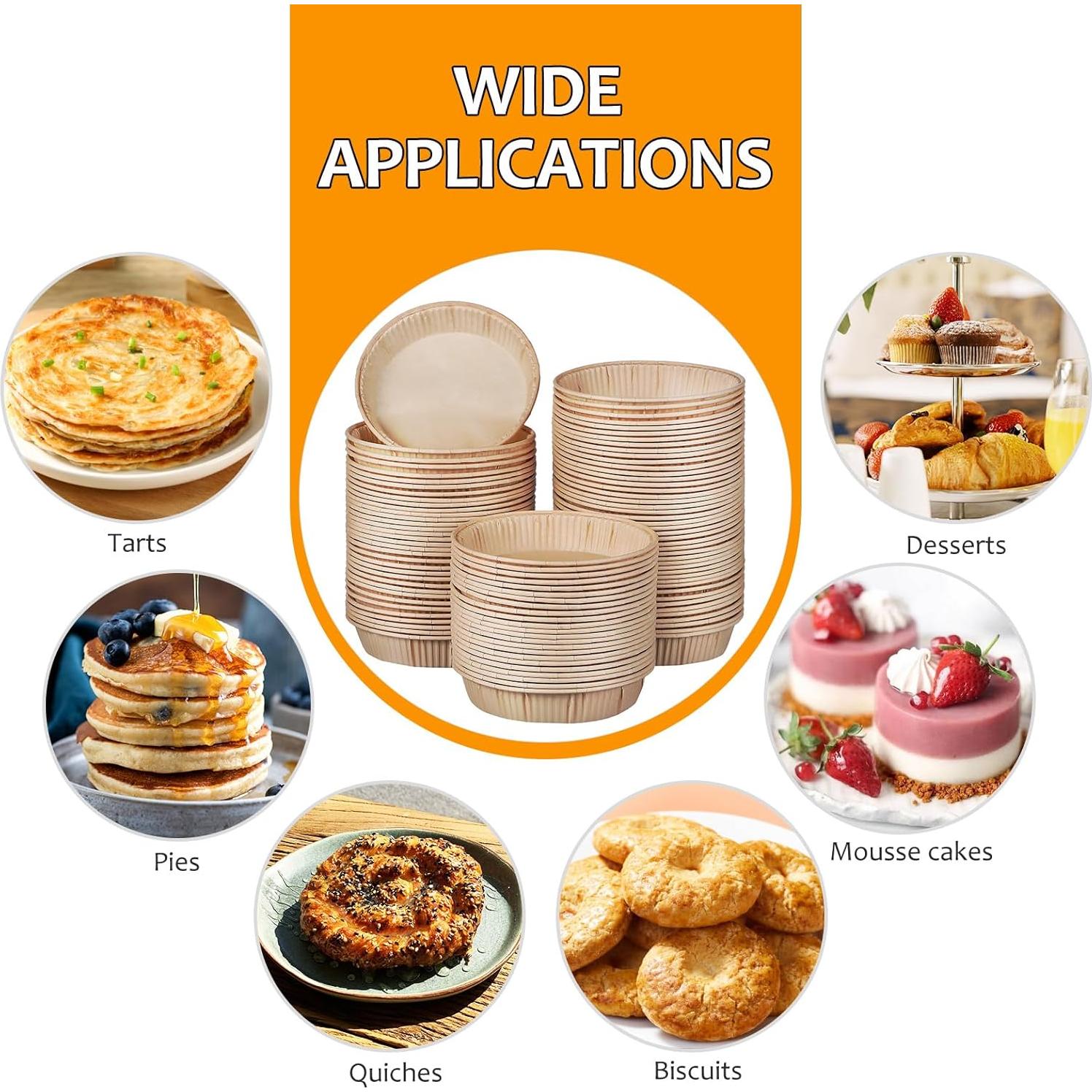 LIFKOME 100 Mini Tartas Papel Parchment 11cm Desechables