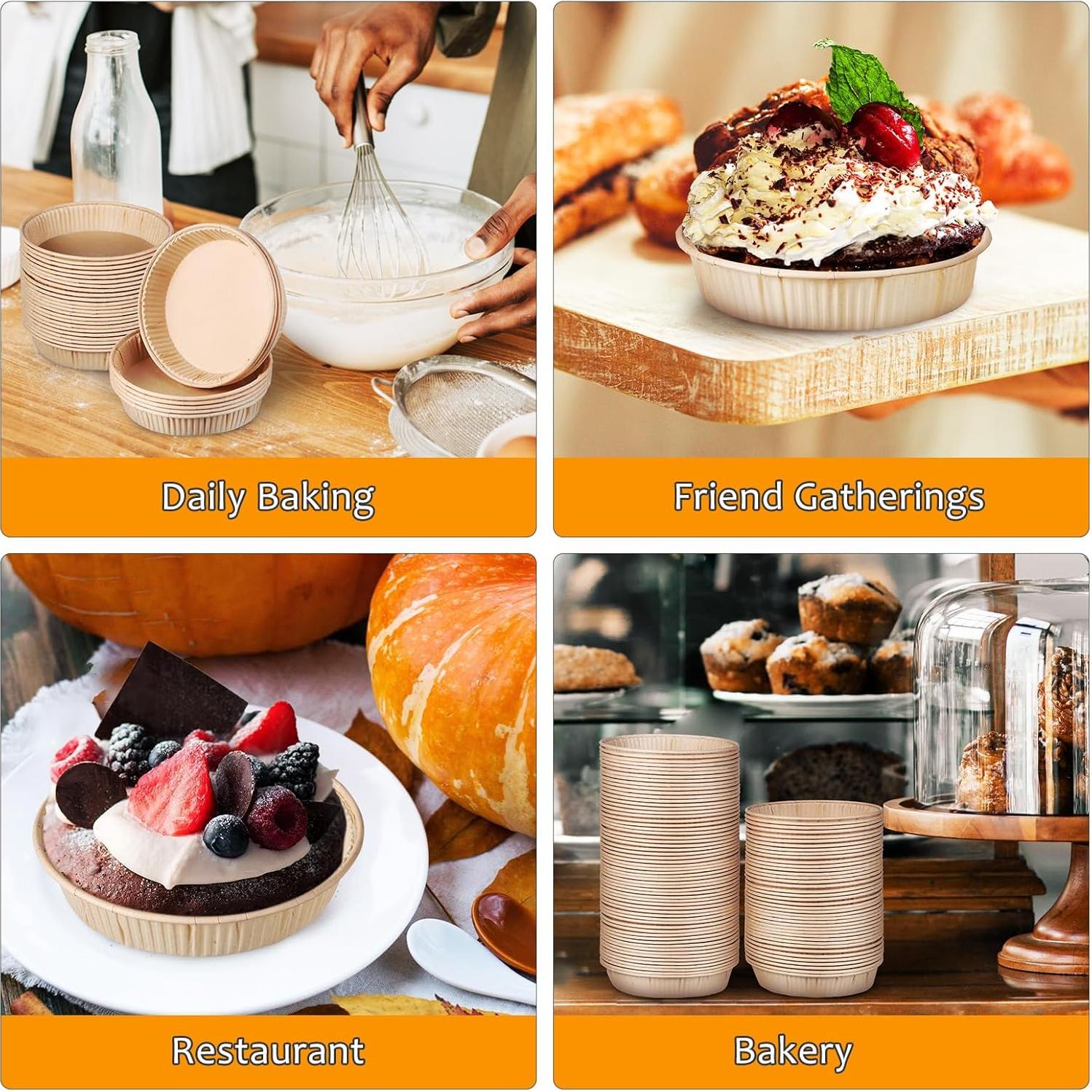 LIFKOME 100 Mini Tartas Papel Parchment 11cm Desechables