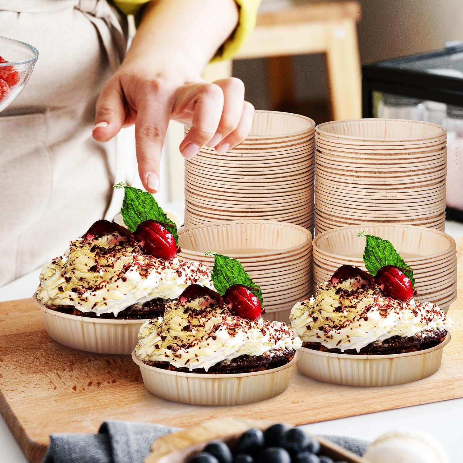 LIFKOME 100 Mini Tartas Papel Parchment 11cm Desechables