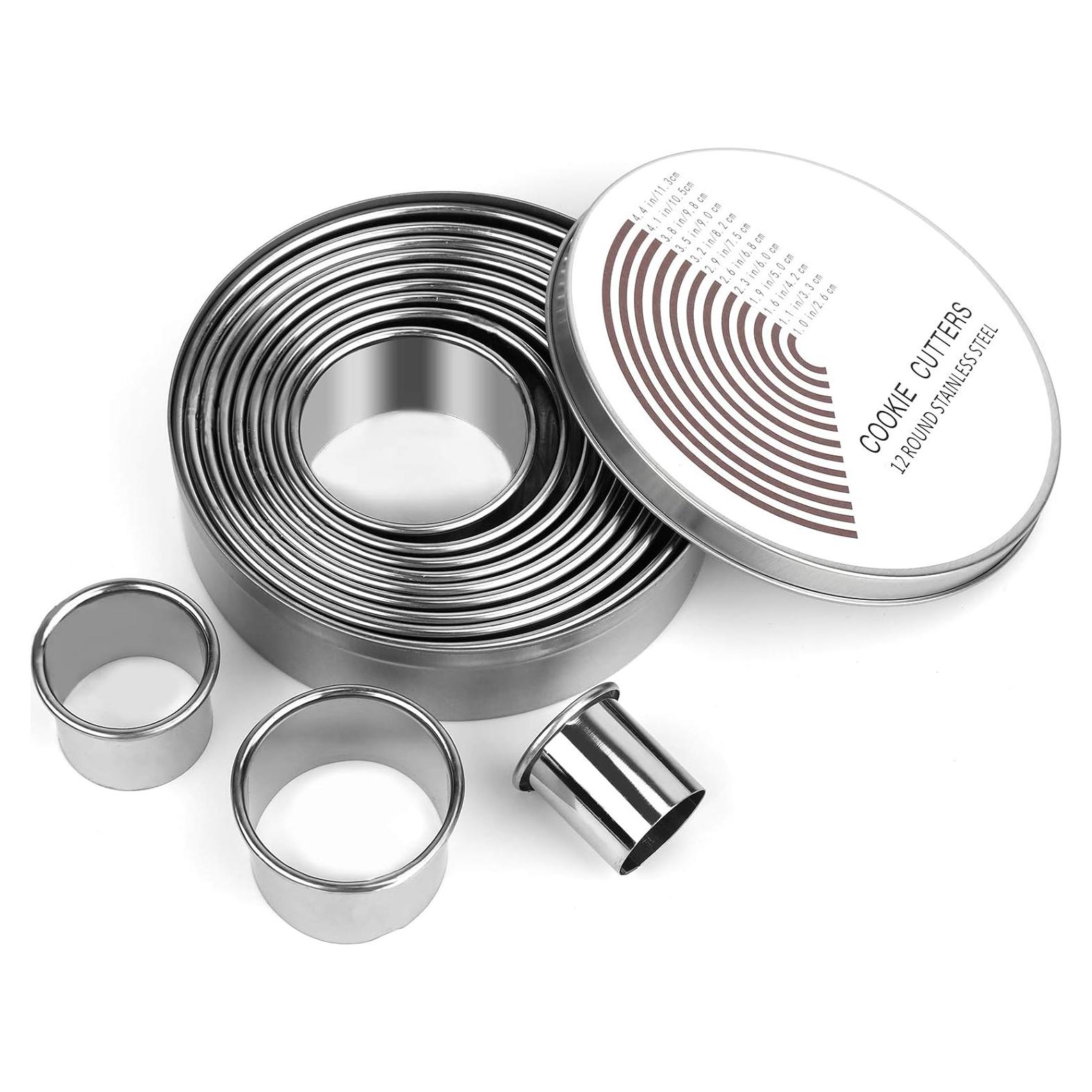 Juego de 12 Cortadores de Galletas Redondos HAHAYOO