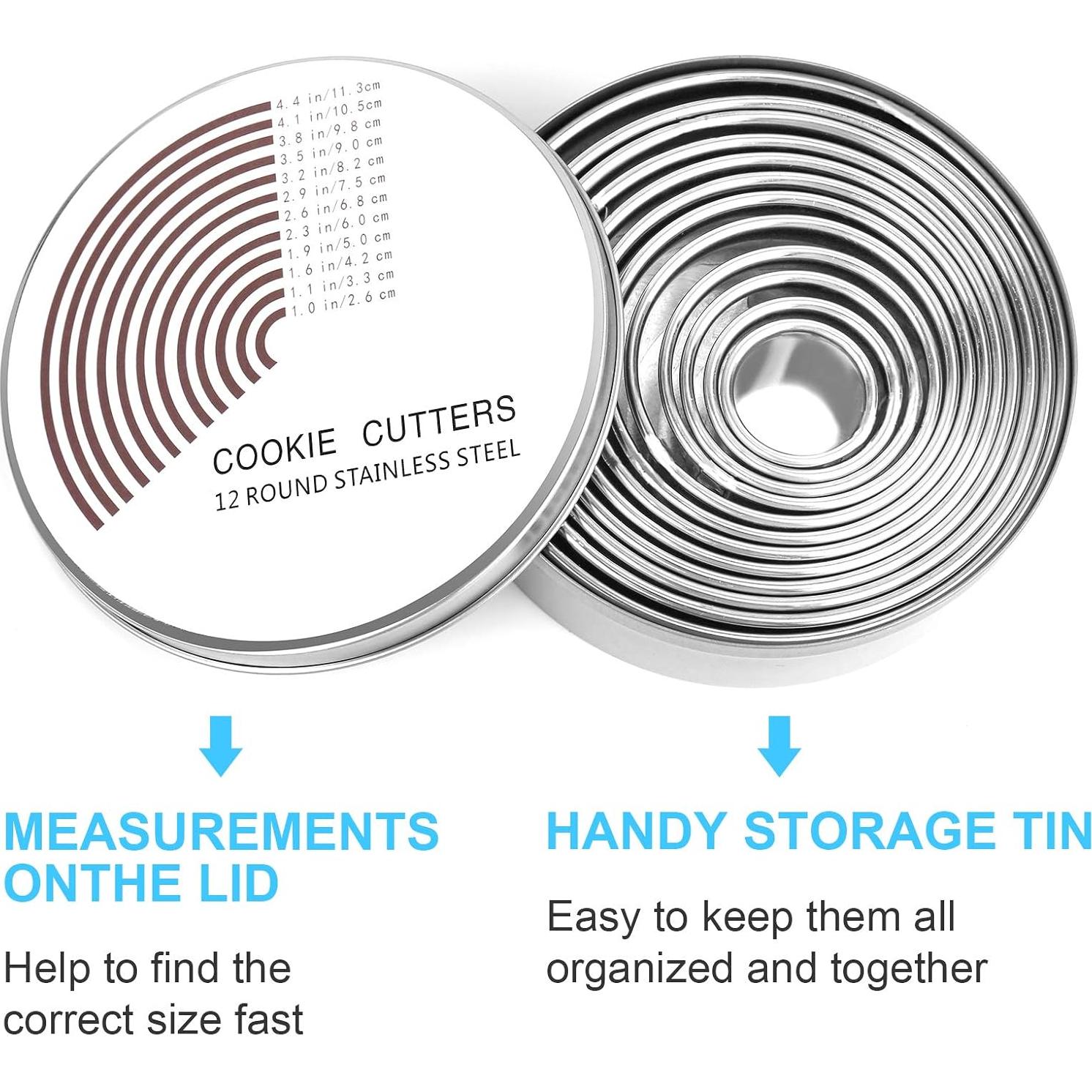 Juego de 12 Cortadores de Galletas Redondos HAHAYOO