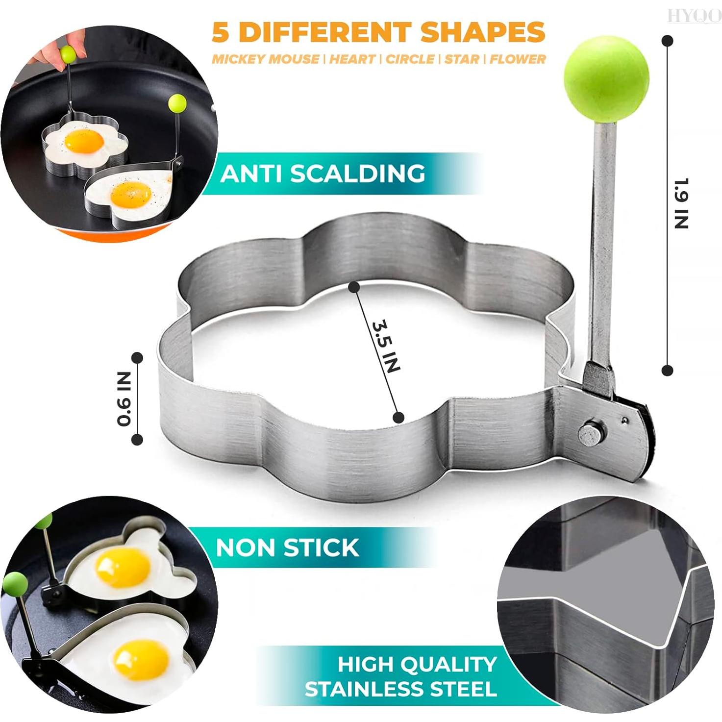 5 Moldes de Acero Inoxidable para Pancakes y Huevos