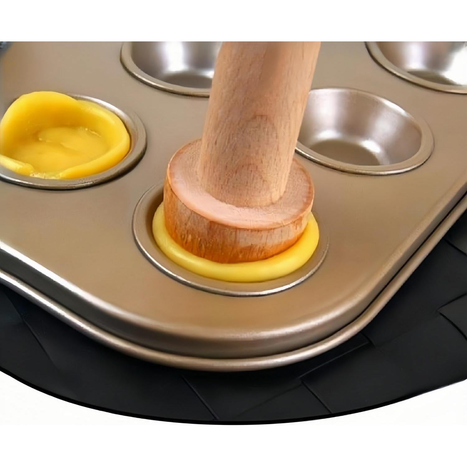 Juego de 3 Prensas de Tartas de Madera POFUIERKN - Redondas