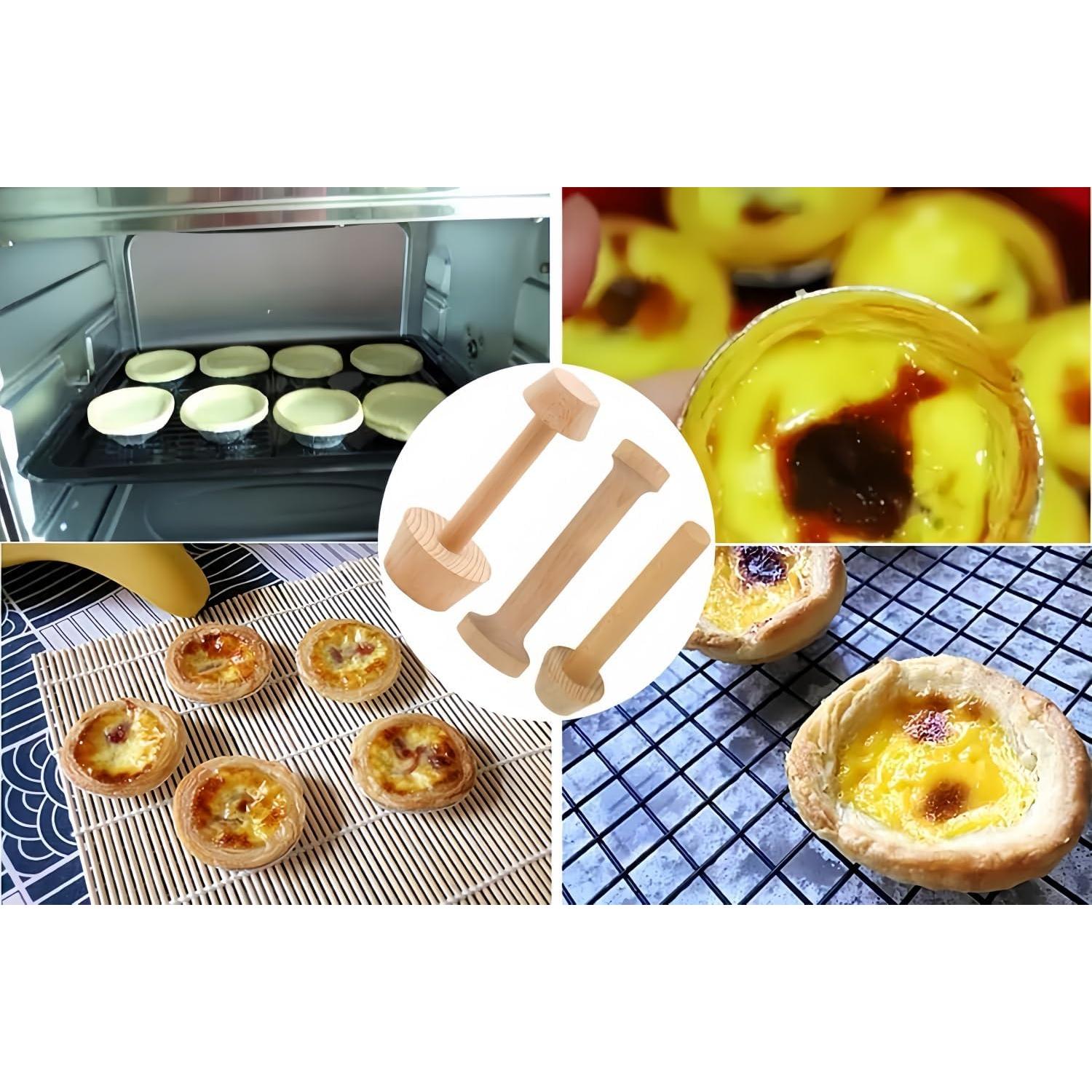 Juego de 3 Prensas de Tartas de Madera POFUIERKN - Redondas