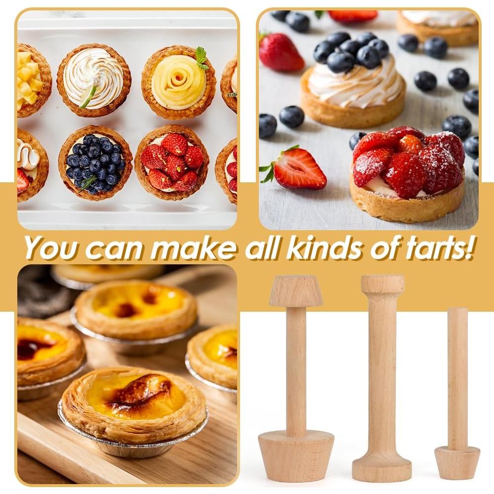 Juego de 3 Prensadores de Tartas de Madera Cyimi