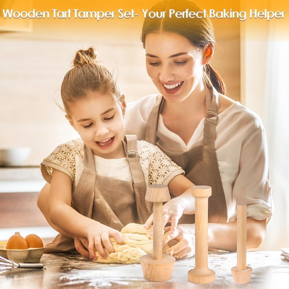 Juego de 3 Prensadores de Tartas de Madera Cyimi