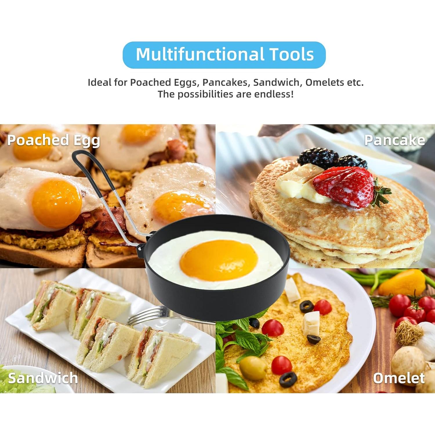 Anillos de Huevo Ameupin Acero Inoxidable 4 Pack 8,89 cm