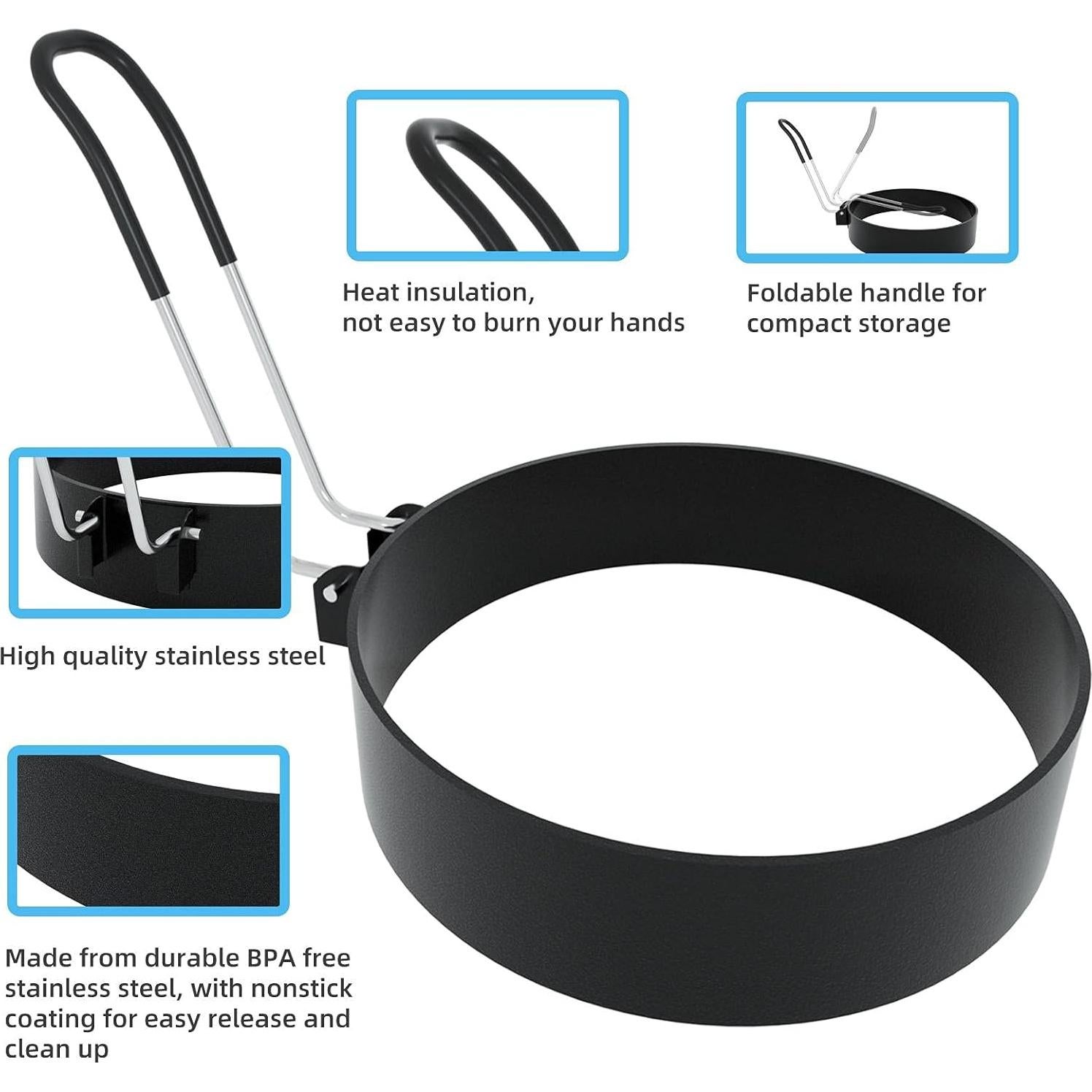 Anillos de Huevo Ameupin Acero Inoxidable 4 Pack 8,89 cm