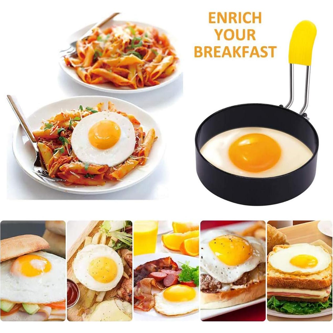 Anillo de Huevo LTWQLing - Molde Redondo Antiadherente 2 Pzas