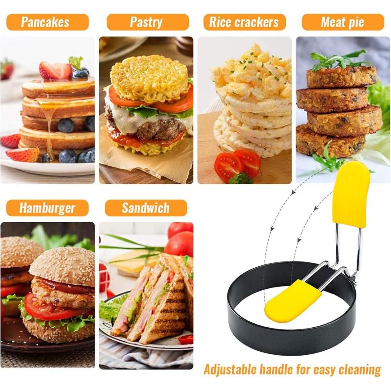 Anillo de Huevo LTWQLing - Molde Redondo Antiadherente 2 Pzas