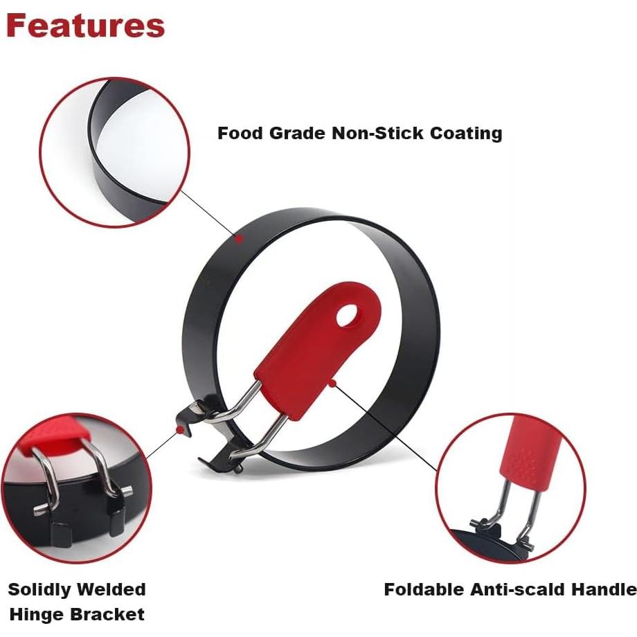 Anillos de Huevo Yubng 8.89 cm Antiadherentes Paquete de 4