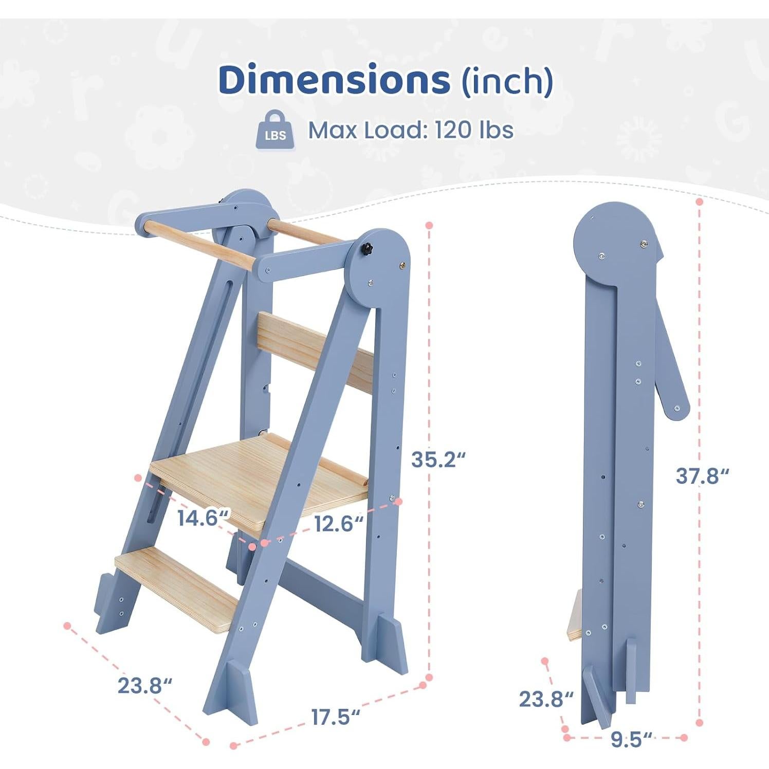 Torre de Cocina Plegable WeeGuruu Ajustable para Niños 18 Meses a 6 Años