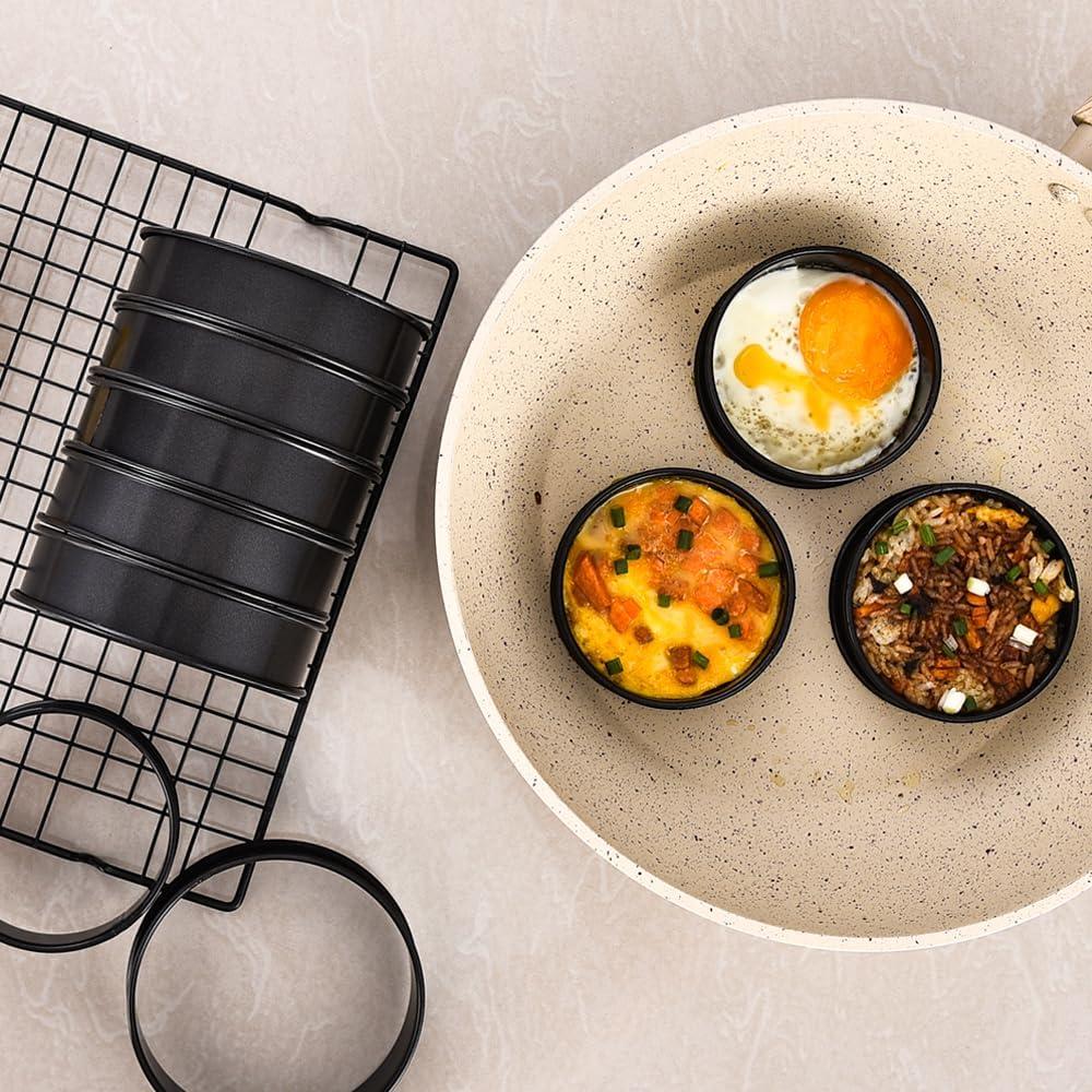 12 Anillos para Muffin Antiadherentes KUAYB 8 cm Acero Inoxidable