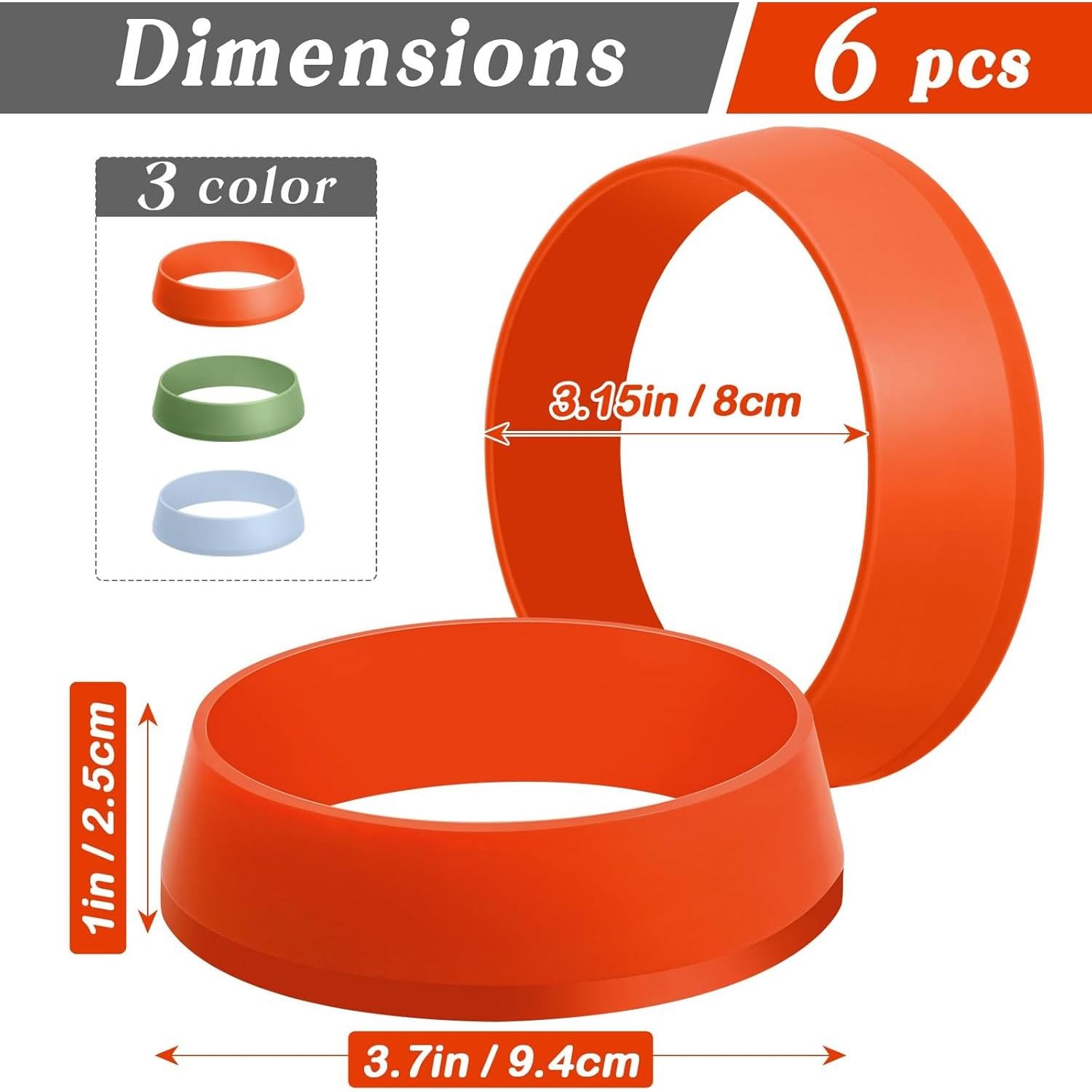 KOLUTI Juego de 6 Anillos de Silicona Antiadherente 8 cm