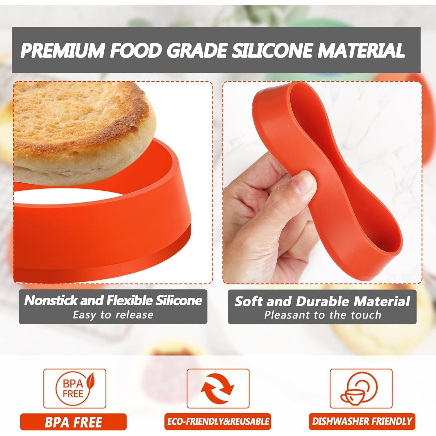 KOLUTI Juego de 6 Anillos de Silicona Antiadherente 8 cm