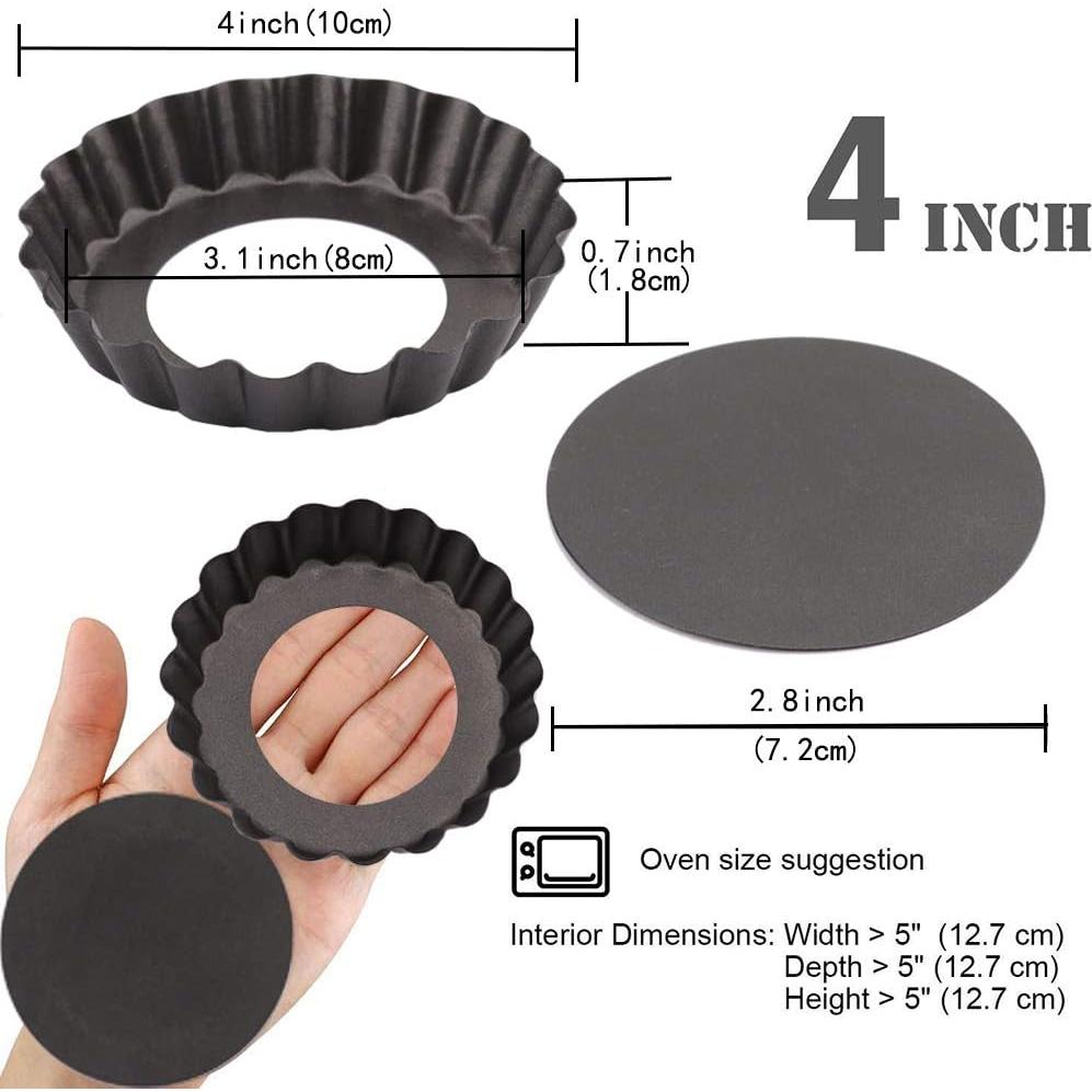 Juego de 6 Moldes para Tartas Mini Cyimi 10 cm Antiadherente