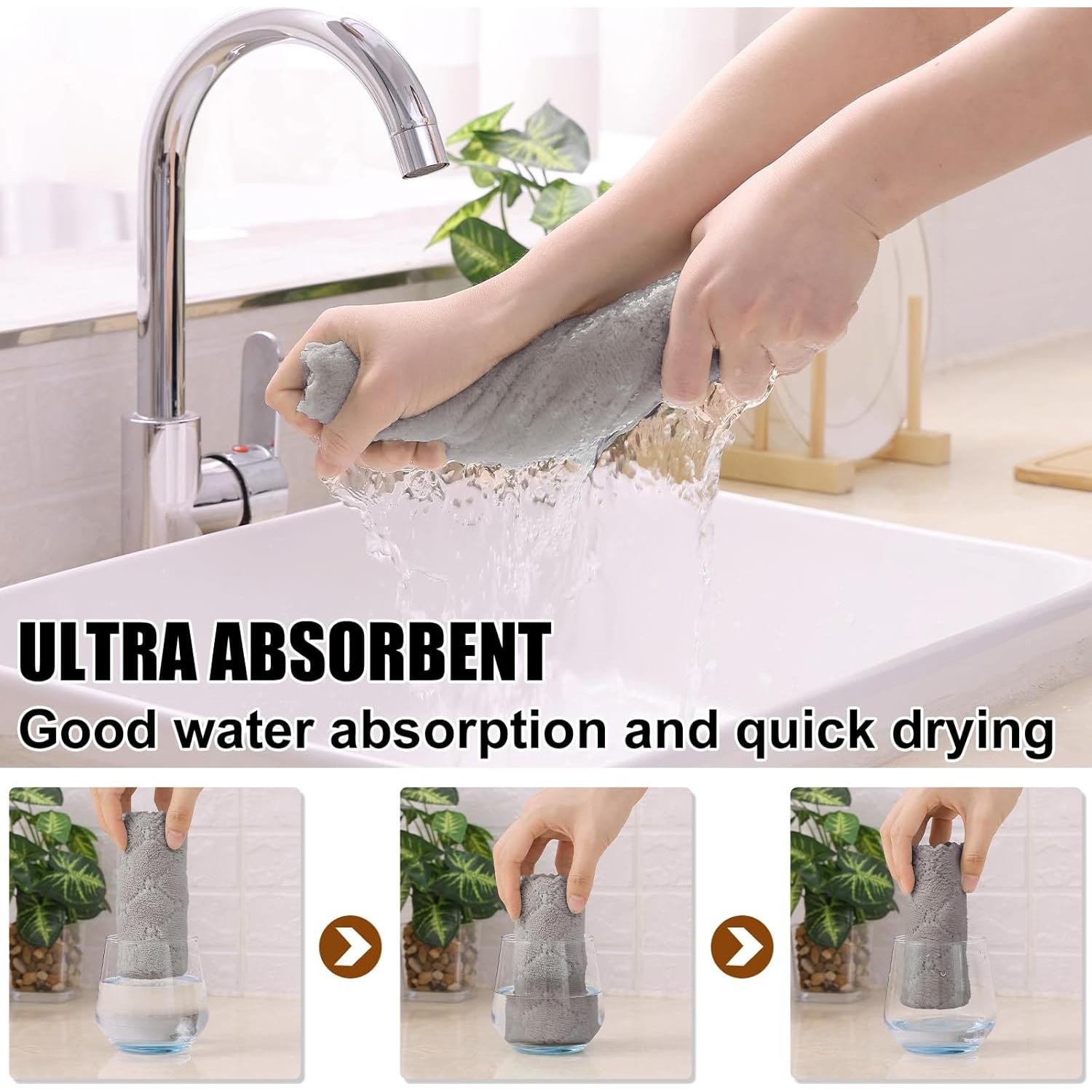 Paquete de 12 Paños de Cocina Homaxy Microfibra Gris 25,4 cm