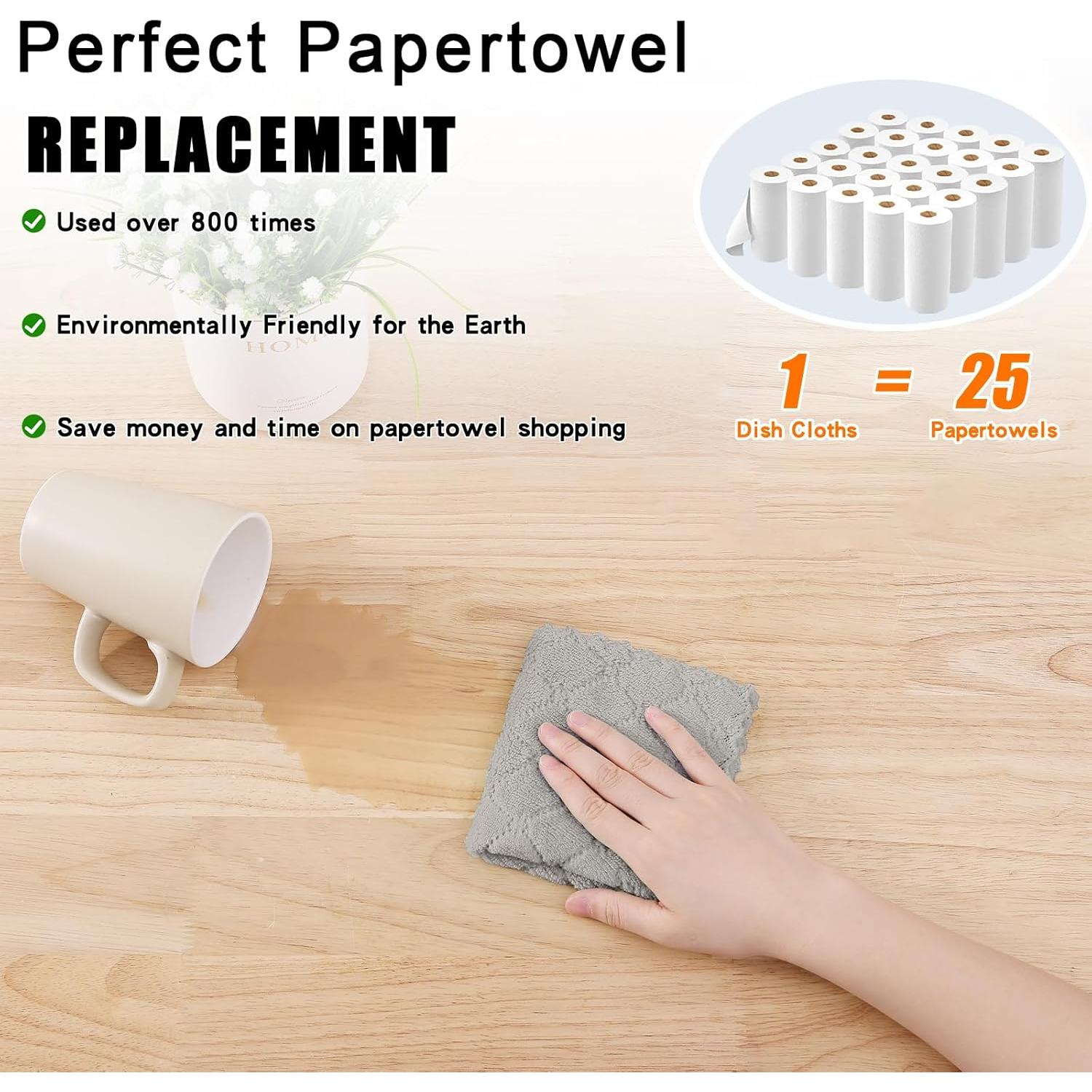 Paquete de 12 Paños de Cocina Homaxy Microfibra Gris 25,4 cm