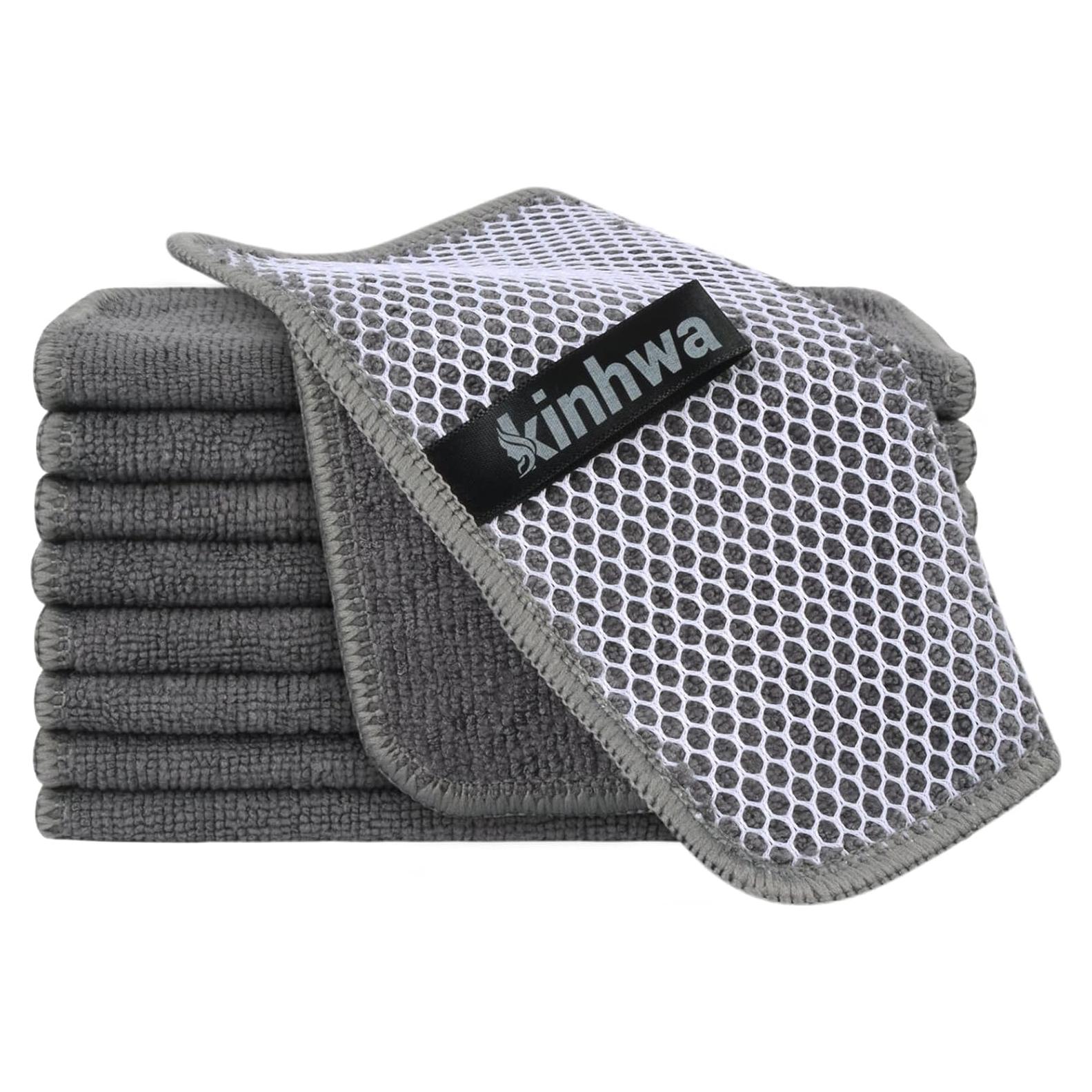 Paños de Cocina KinHwa Microfibra 18x18 cm 9 Piezas Gris