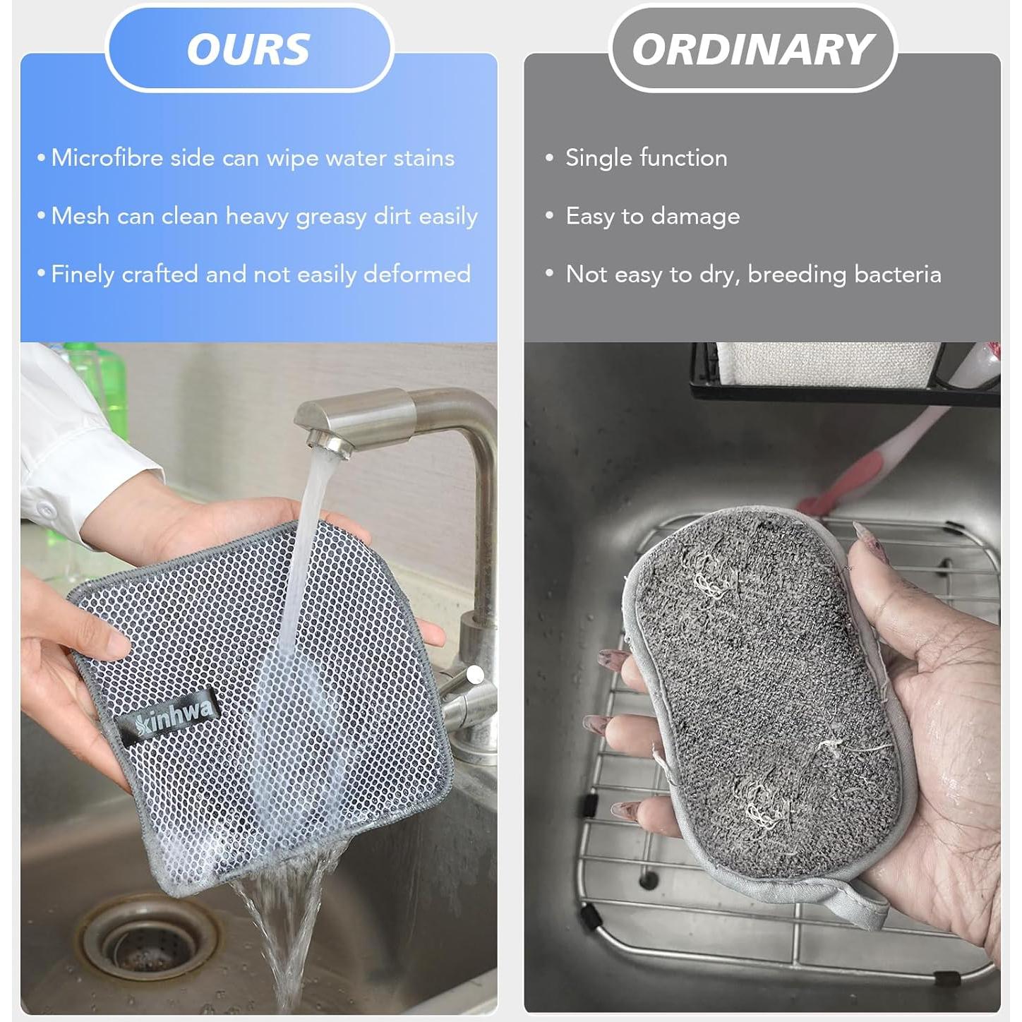 Paños de Cocina KinHwa Microfibra 18x18 cm 9 Piezas Gris