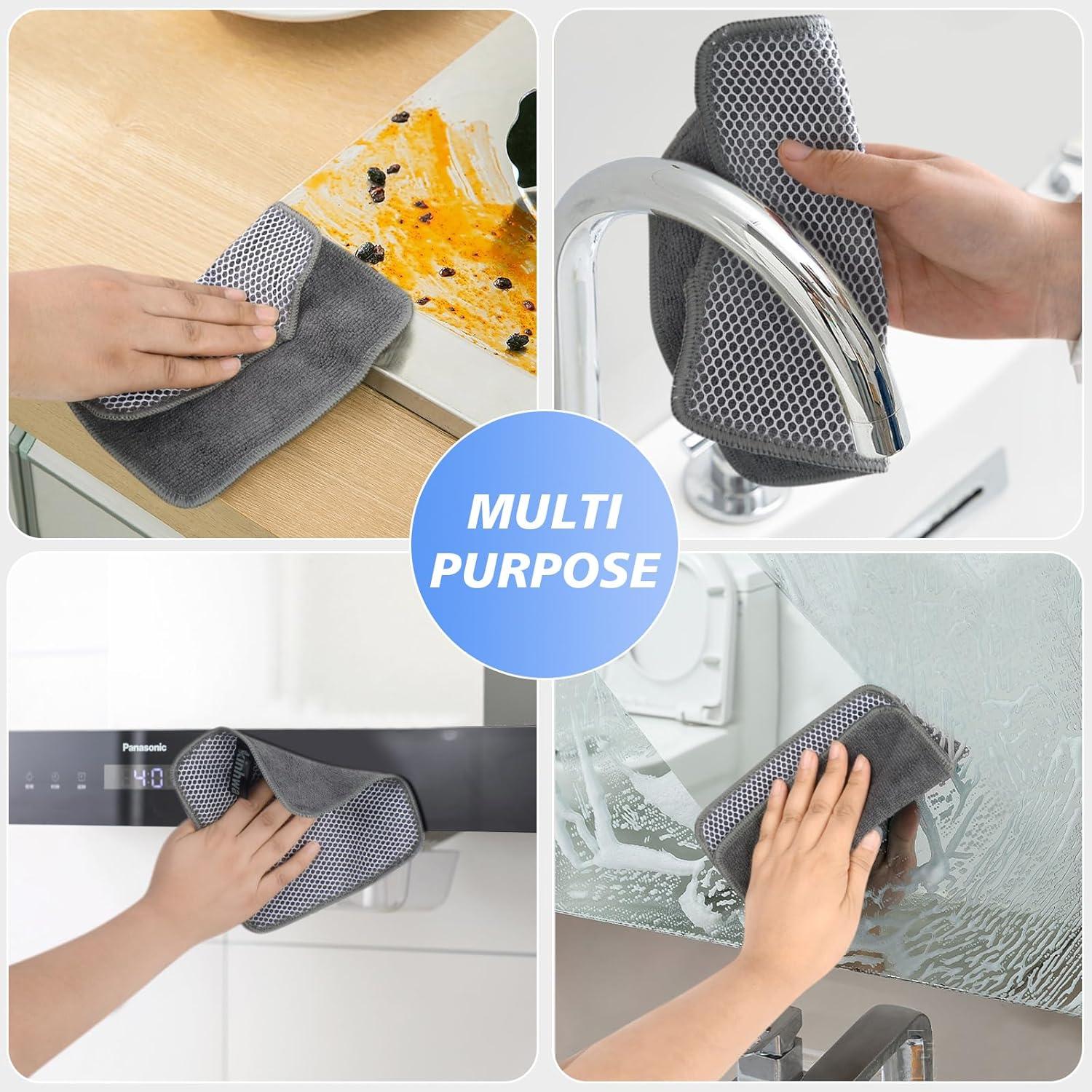 Paños de Cocina KinHwa Microfibra 18x18 cm 9 Piezas Gris