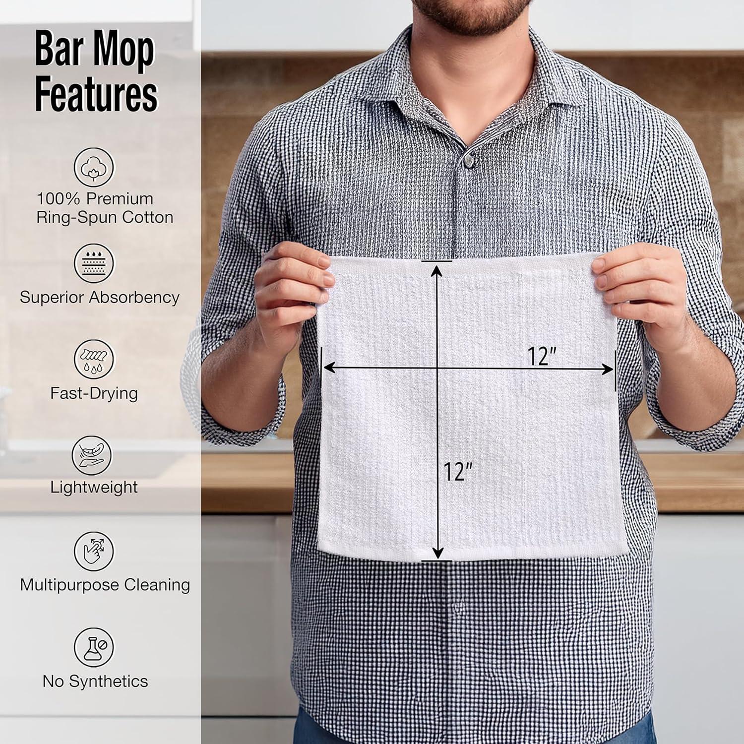 Set de 12 Paños de Cocina Living Fashions 100% Algodón Blanco