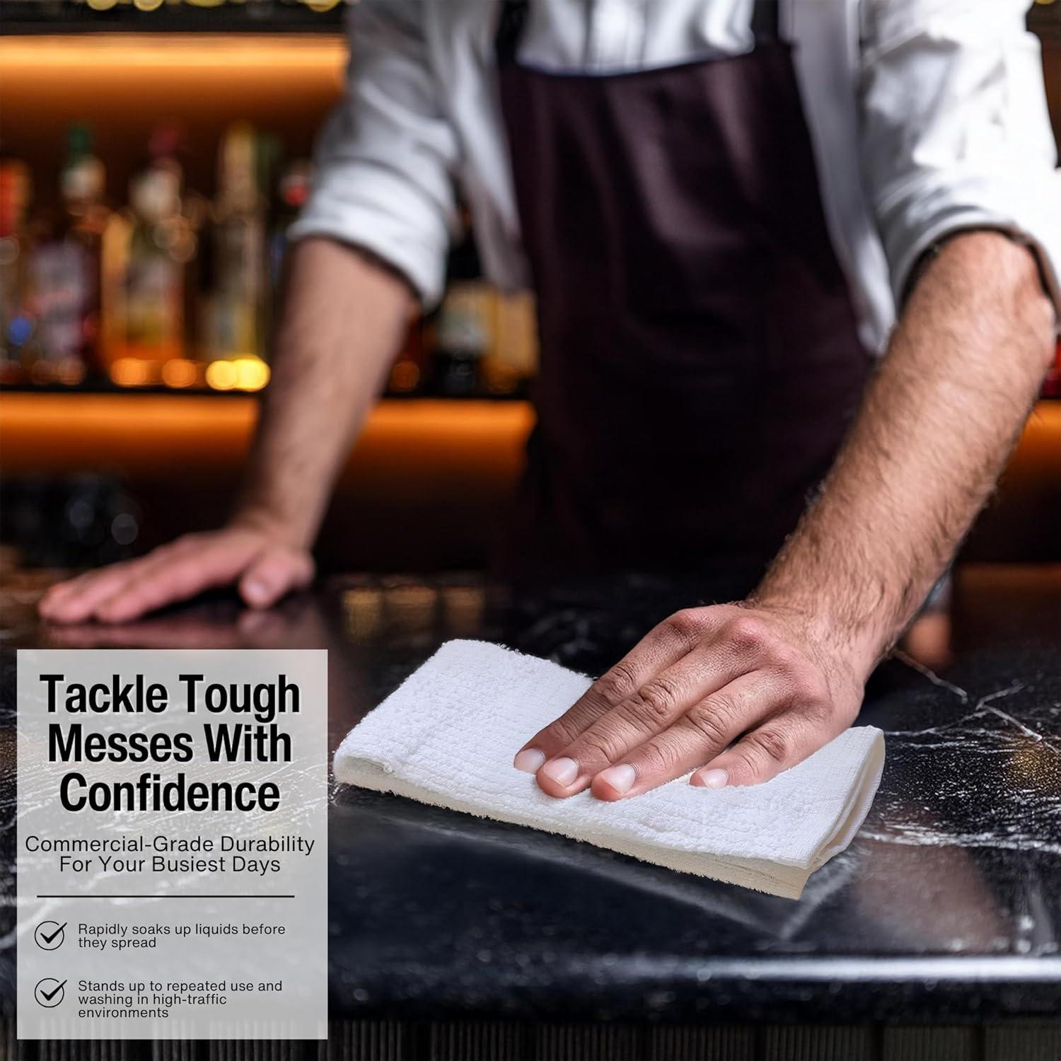 Set de 12 Paños de Cocina Living Fashions 100% Algodón Blanco