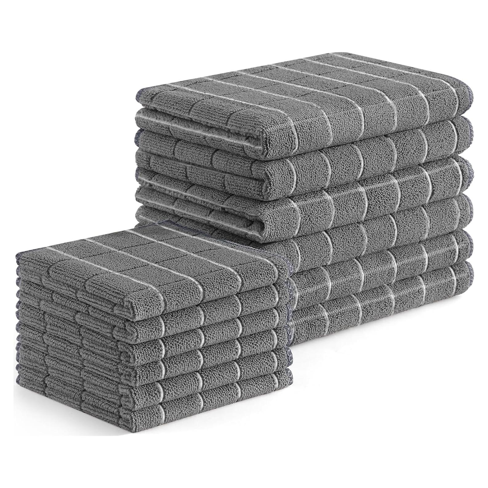 Juego de Toallas de Cocina Homaxy 12 Paquete Microfibra Gris