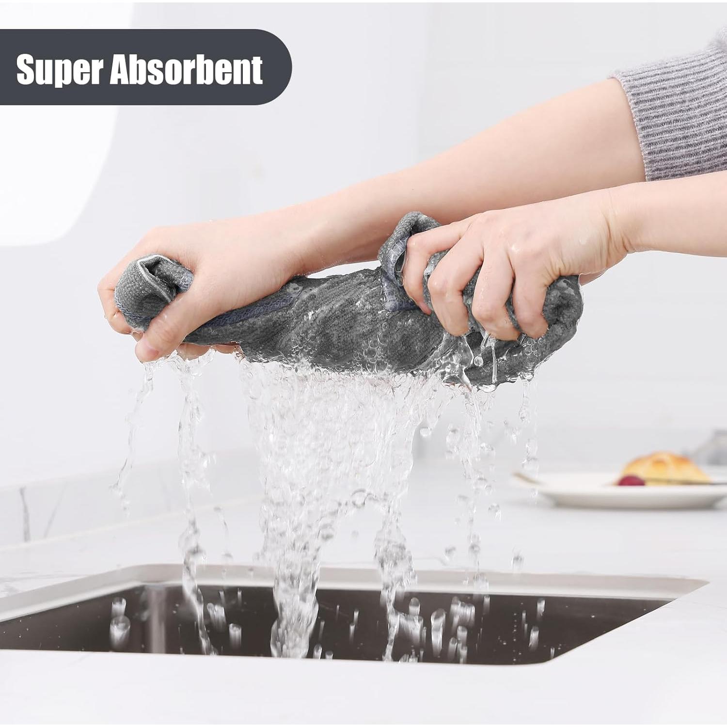 Juego de Toallas de Cocina Homaxy 12 Paquete Microfibra Gris