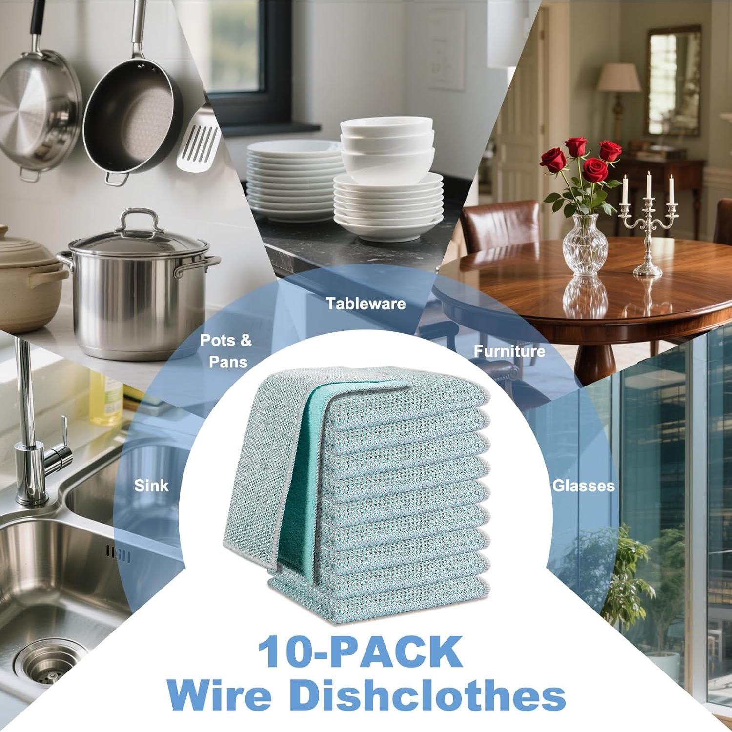 10 Paños de Microfibra TIVERAIN 23x23cm Antideslizantes