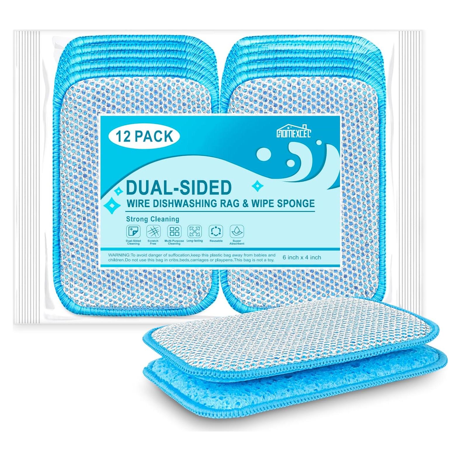 HOMEXCEL Paquete 12 Esponjas de Fregar y Limpiar Azul