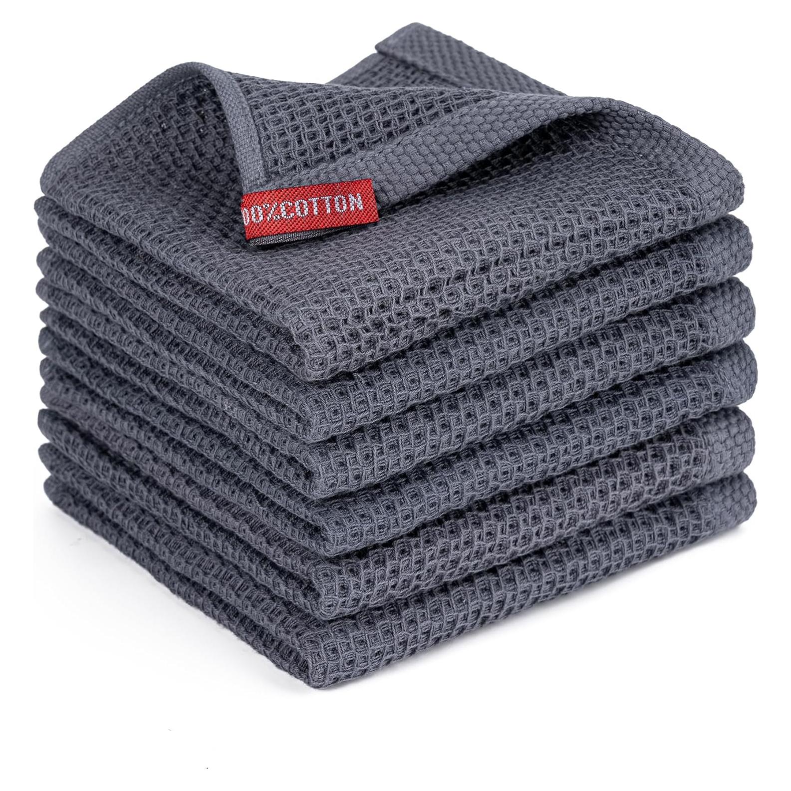 Toallas de Cocina BOOMIBOO 100% Algodón 12x12 cm 6-Pack Gris