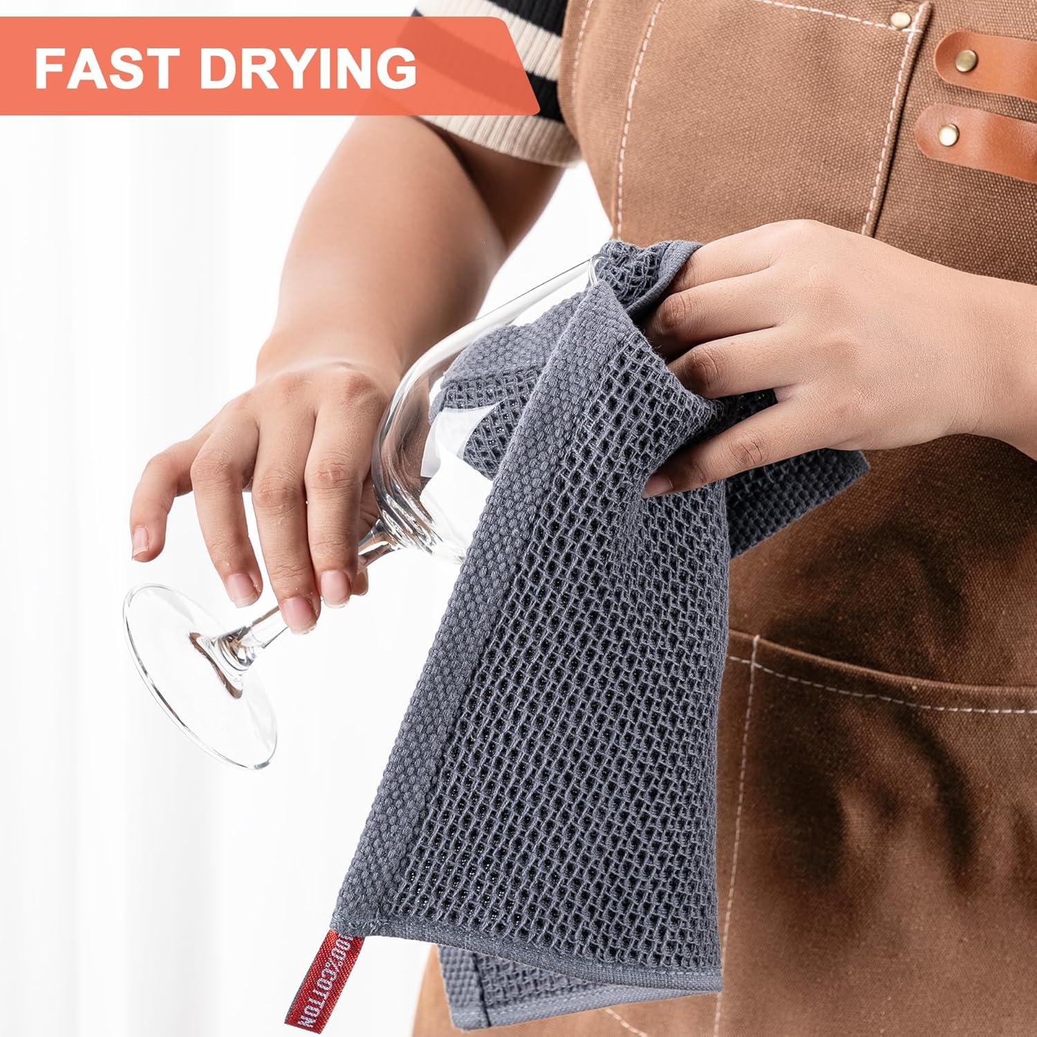 Toallas de Cocina BOOMIBOO 100% Algodón 12x12 cm 6-Pack Gris