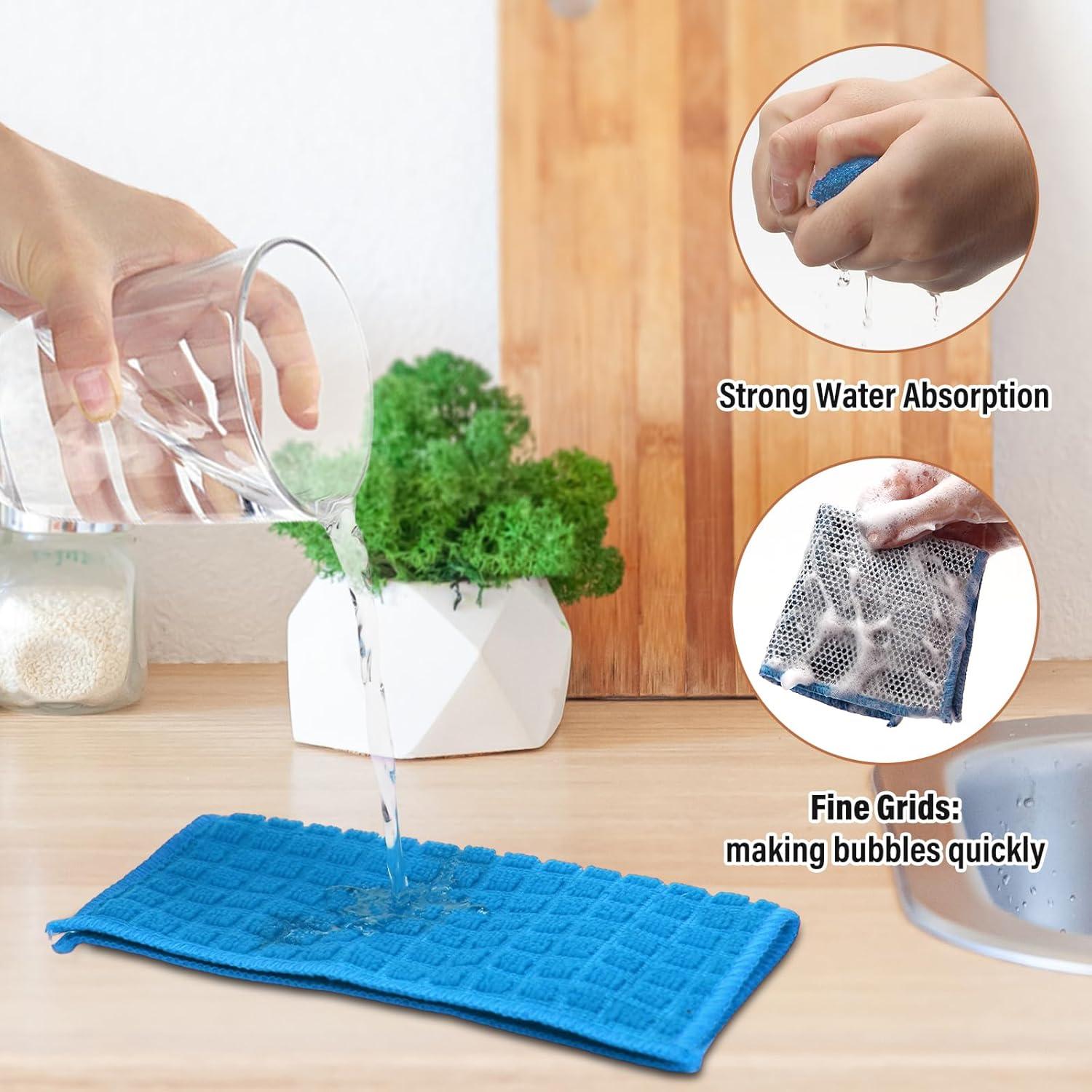 Paquete de 8 Paños de Microfibra Sayene Azul 20x20 cm