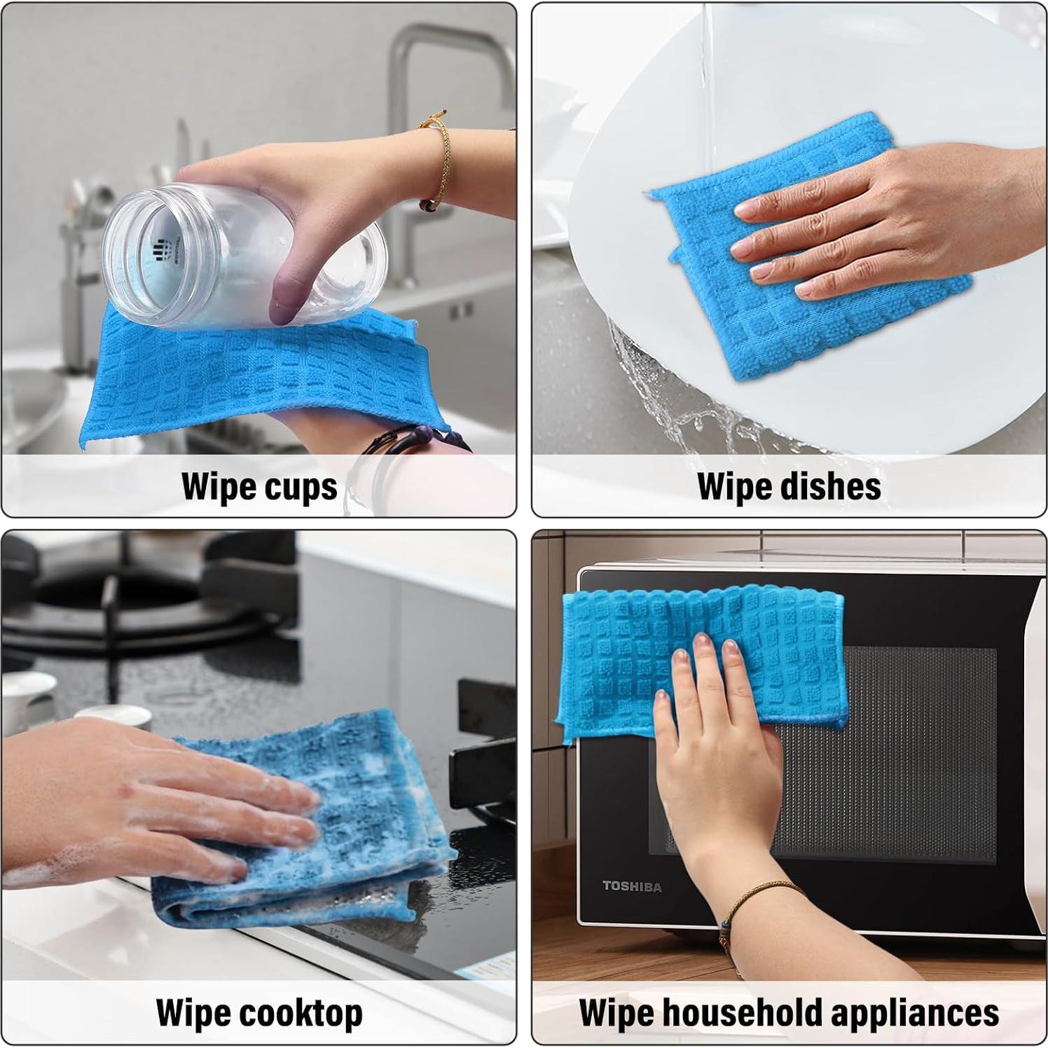 Paquete de 8 Paños de Microfibra Sayene Azul 20x20 cm