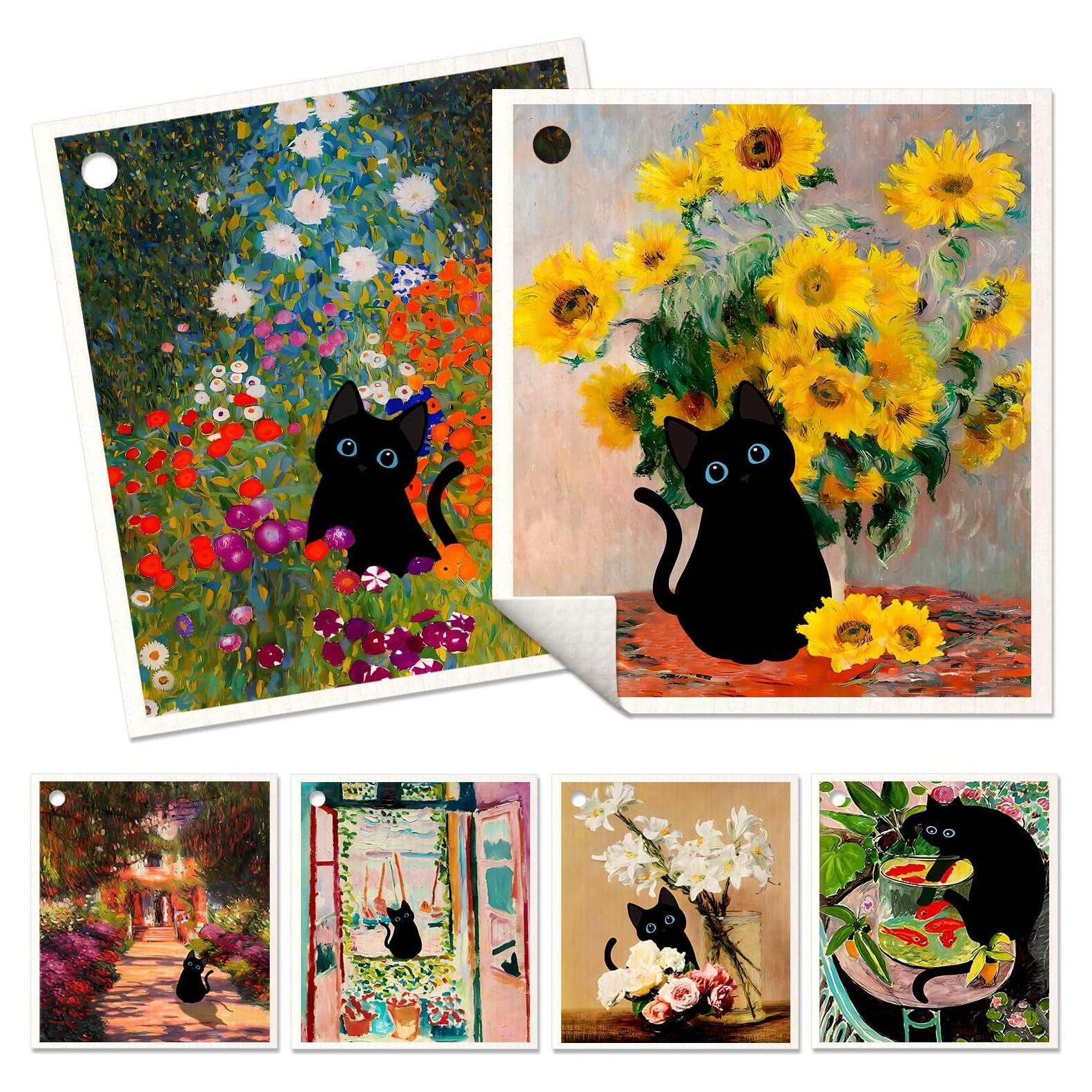 Paquete de 6 paños de cocina Miss Adola Gato Floral