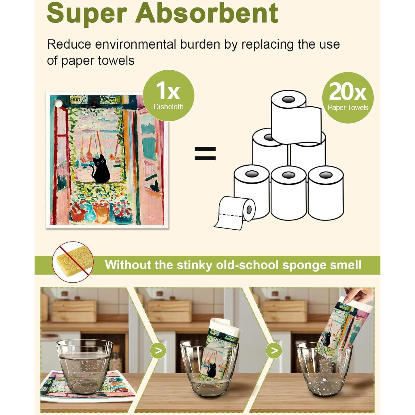 Paquete de 6 paños de cocina Miss Adola Gato Floral