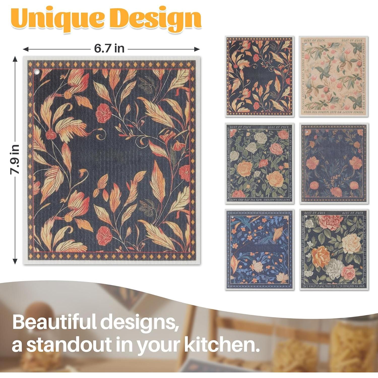 Paquete de 12 Paños de Limpieza JOYMOOP Floral 17x20 cm